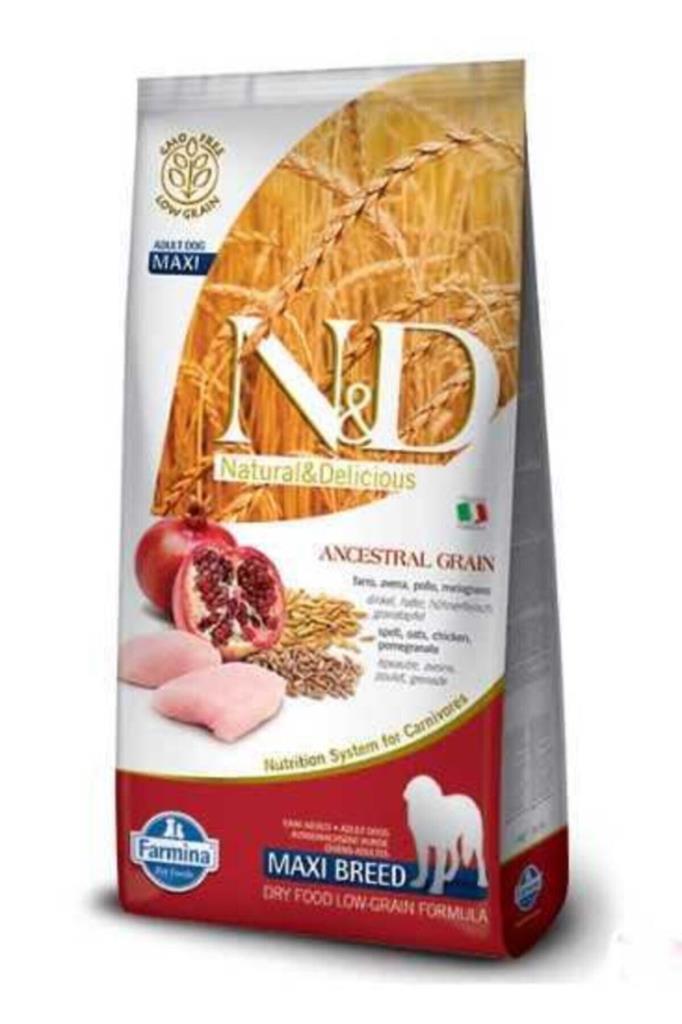 N&D N&D Düşük Tahıllı Tavuklu Narlı Medıum Maxı Yetişkin Köpek Maması 12+3 Kg