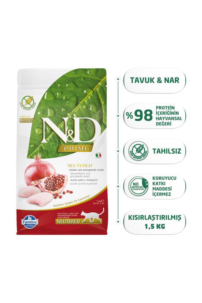 ND N&D Tahılsız Tavuklu Narlı Kısırlaştırılmış Yetişkin Kedi Maması 1,5 kg