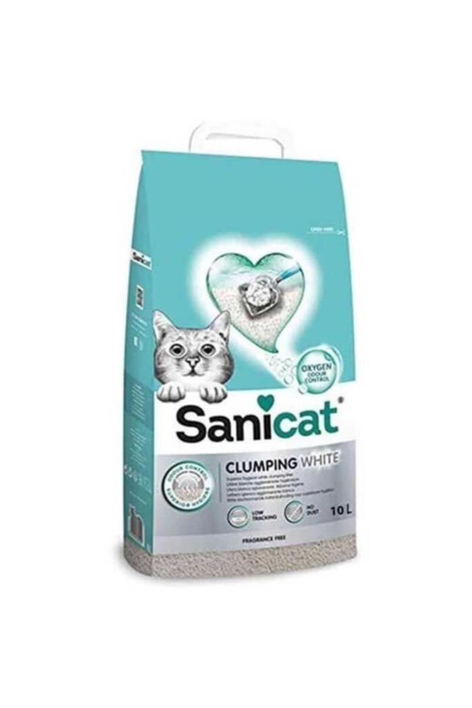 Sanicat Clumping White Cotton Fresh Oksijen Kontrol Süper Topaklanan Kedi Kumu 10 Lt
