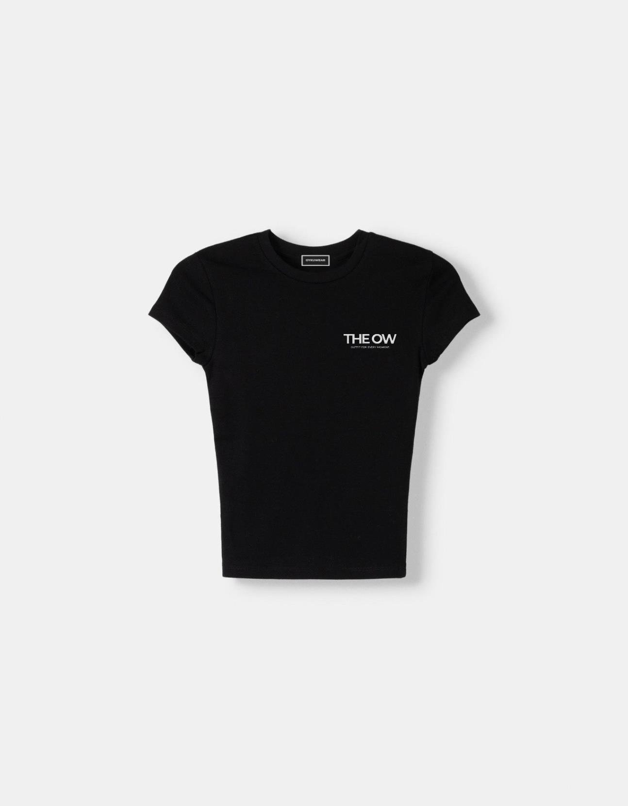 The Ow Kısa Kollu Basic Siyah Crop