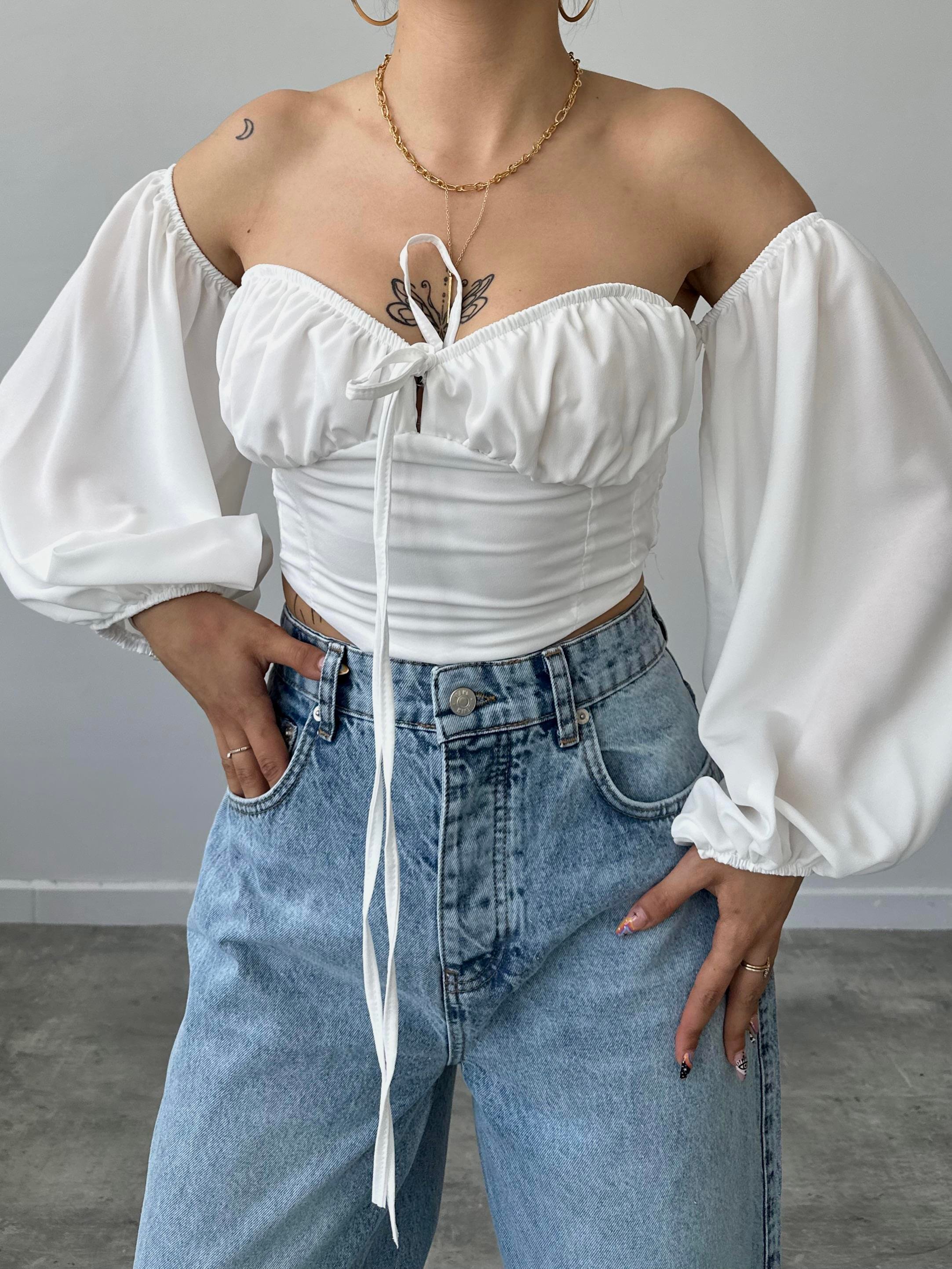 Agnes Büstiyer Beyaz Crop