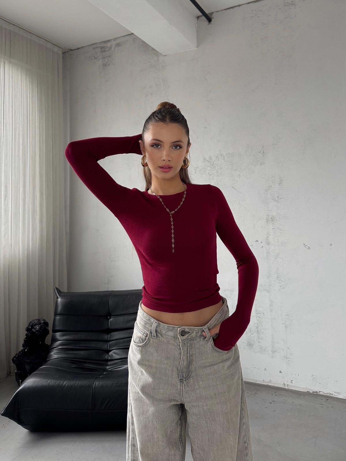 Fable Bordo Parmak Geçmeli Oysh  Basic Bluz