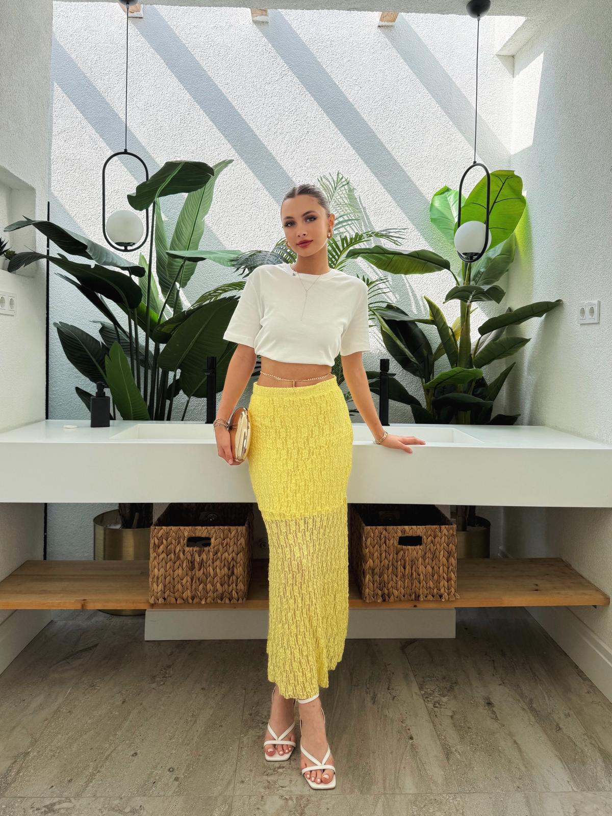 Lesha Sarı Balon Örme Etek