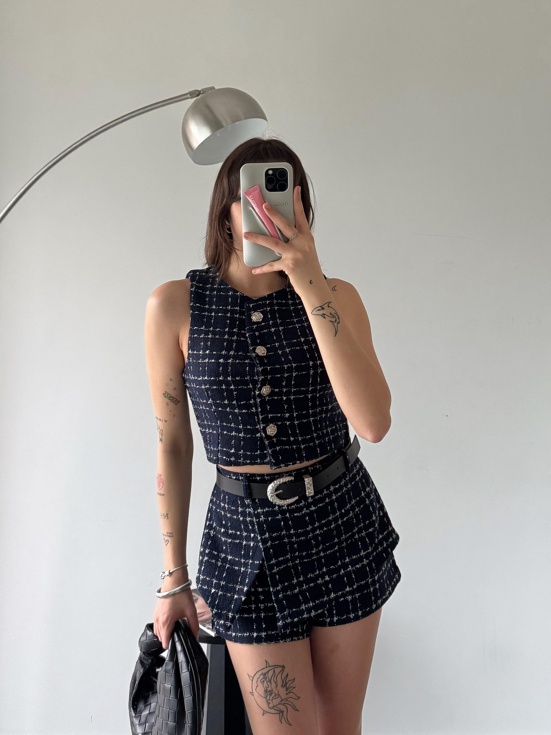 Litaly Parlak Şort Etek Lacivert Takım