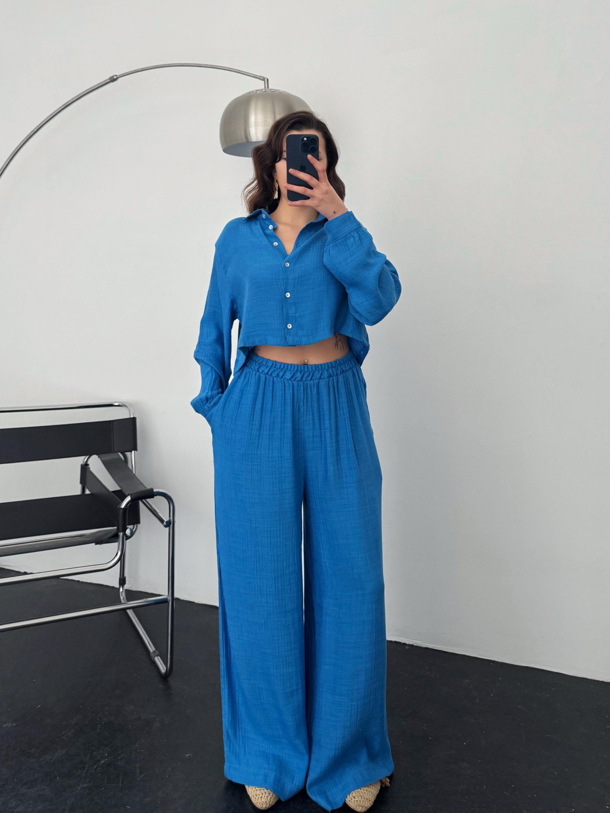 Milano Saks Mavi Gömlekli Takım