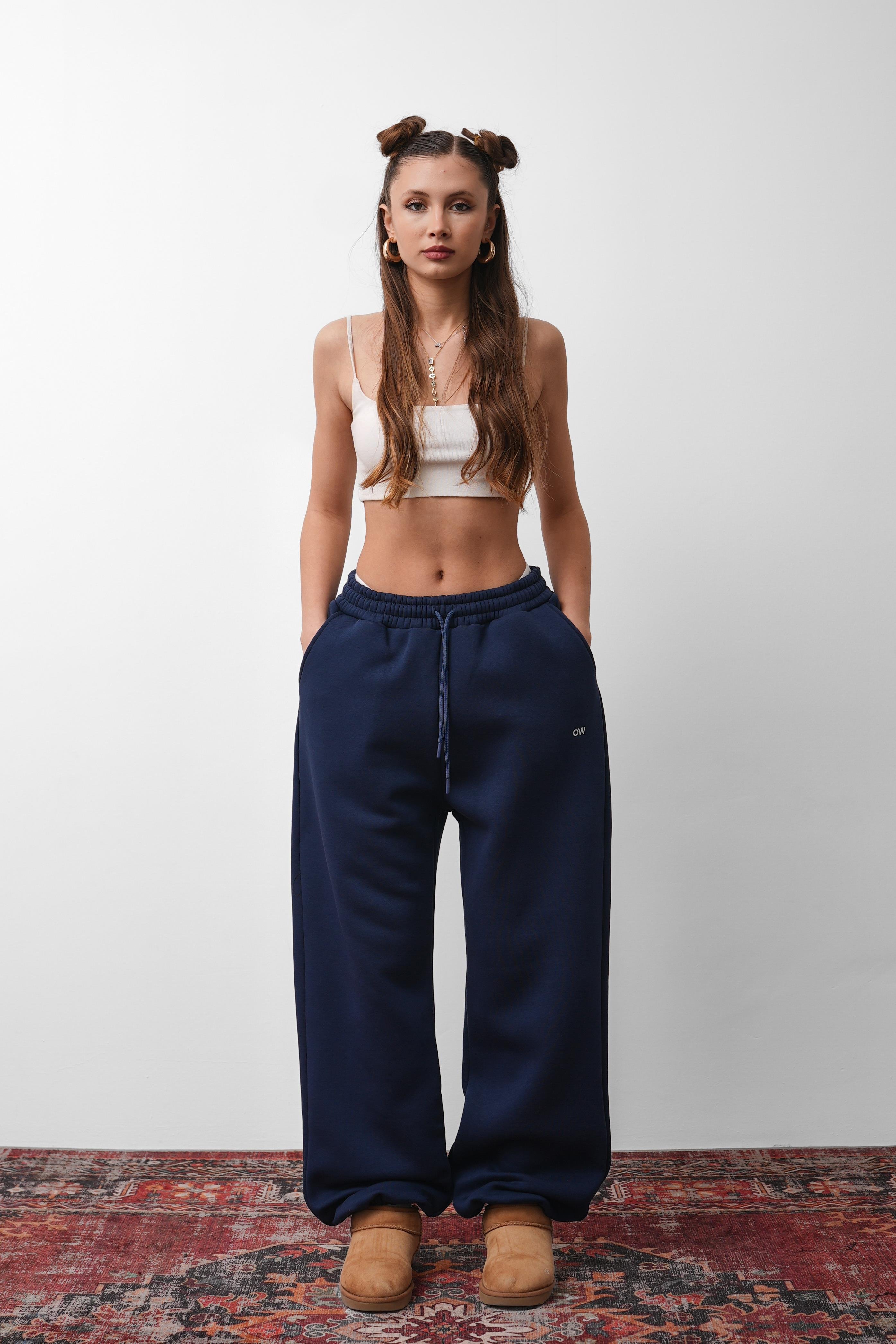 OW Oversize Lacivert Lastik Paça Tek Alt