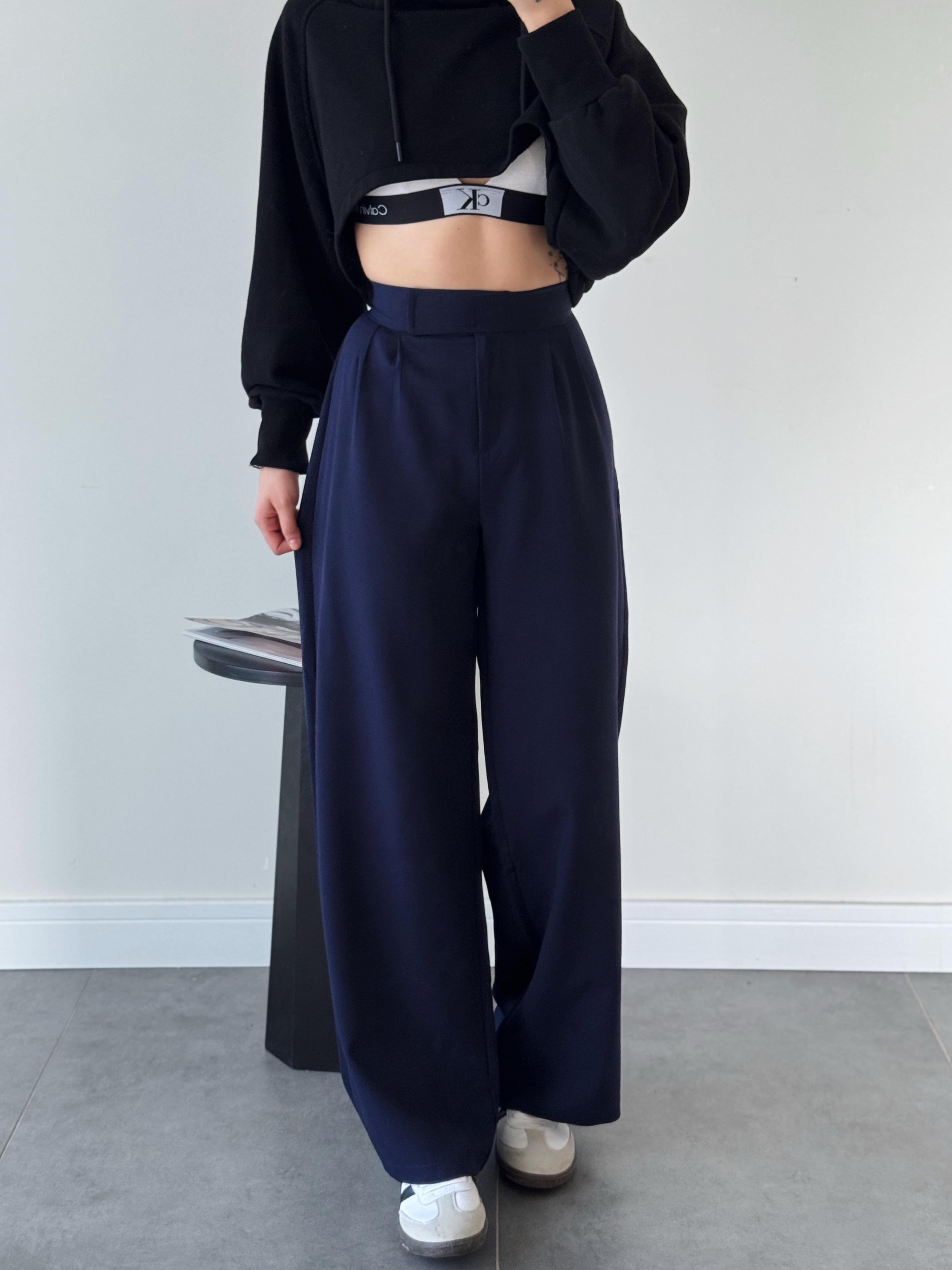 Redkit Cırt Kapamalı Lacivert Palazzo Pantolon