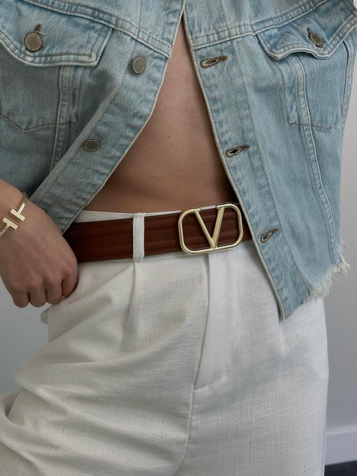 Viennetta Kahverengi Gold Kemer