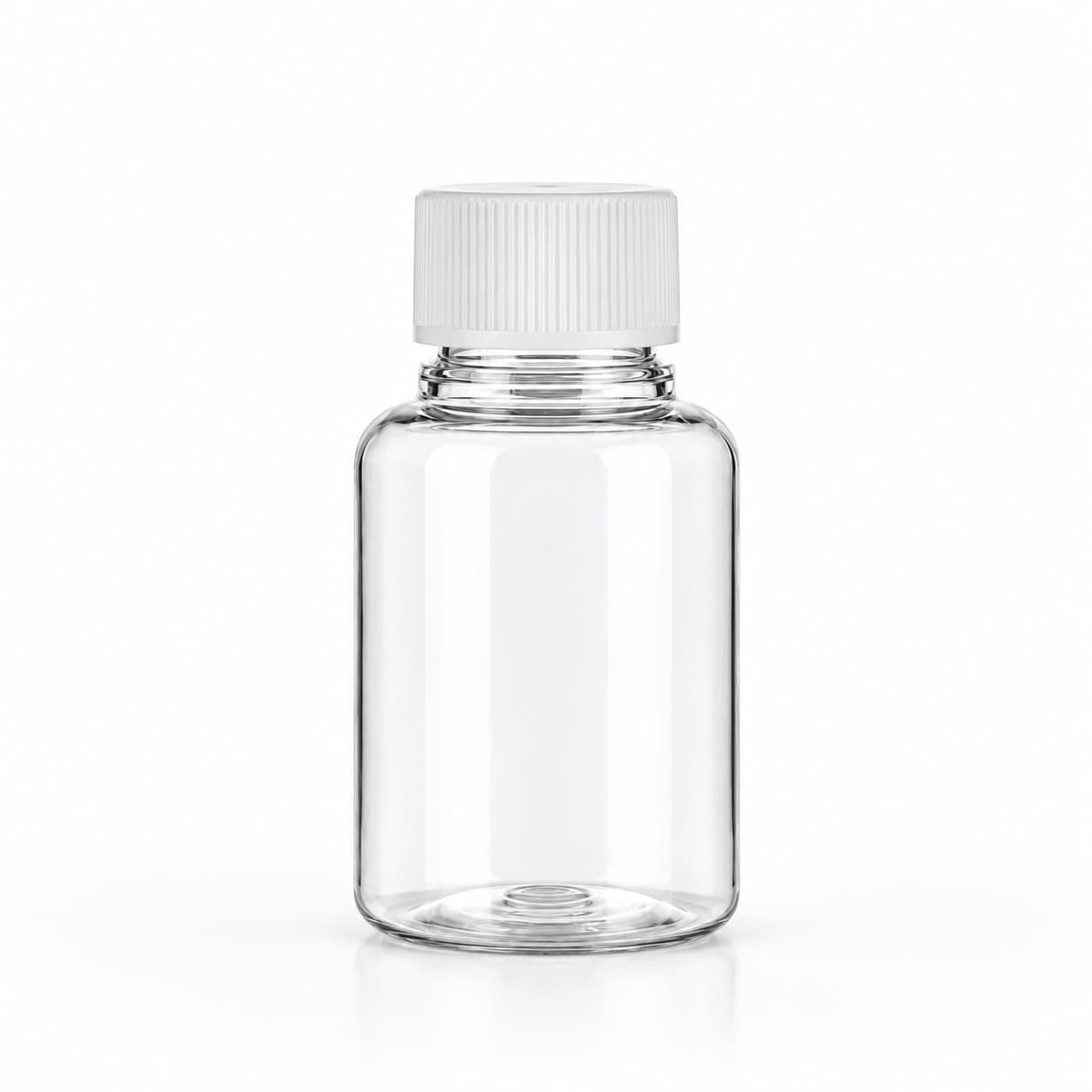 60 ml şeffaf PET şişe beyaz düz kapaklı