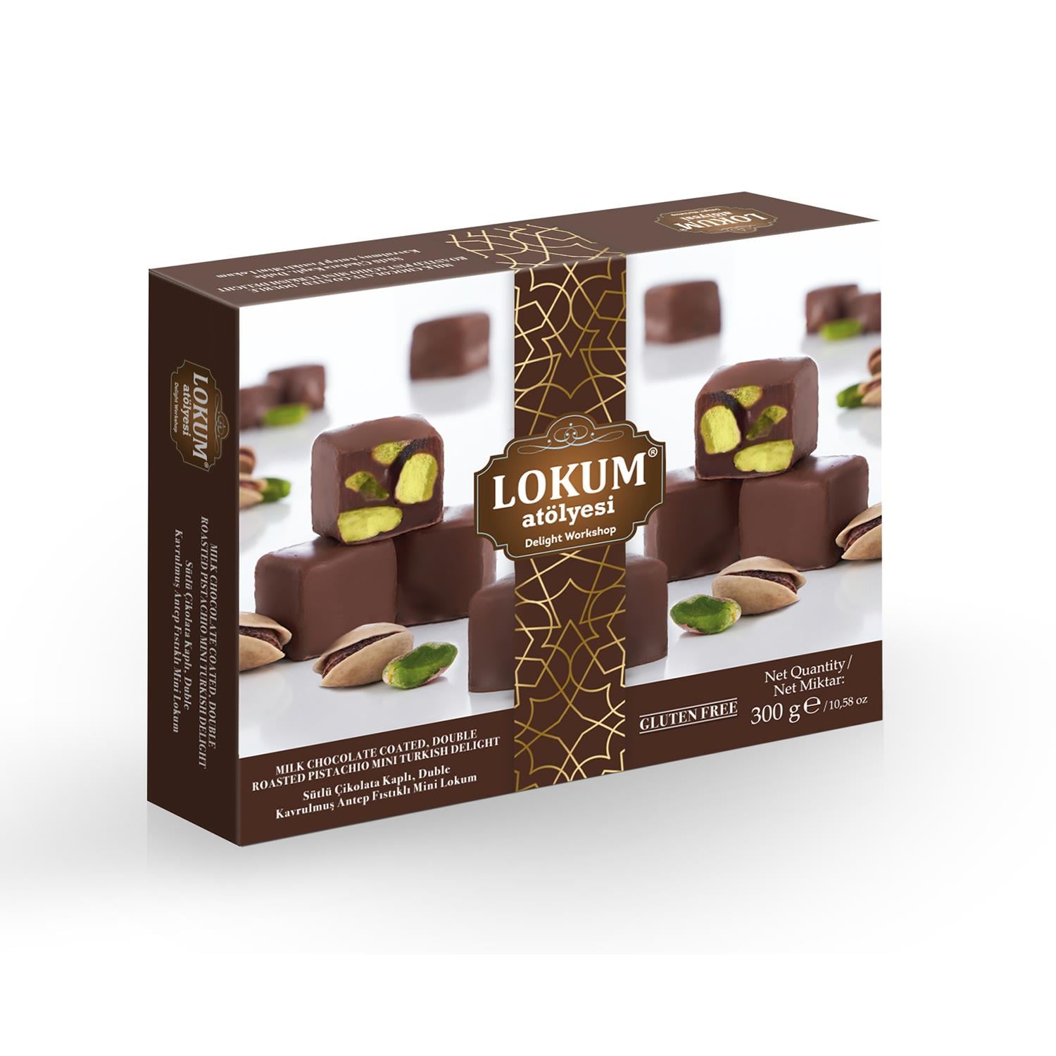 Sütlü Çikolata Kaplı, Duble Kavrulmuş Antep Fıstıklı Mini Lokum 300g