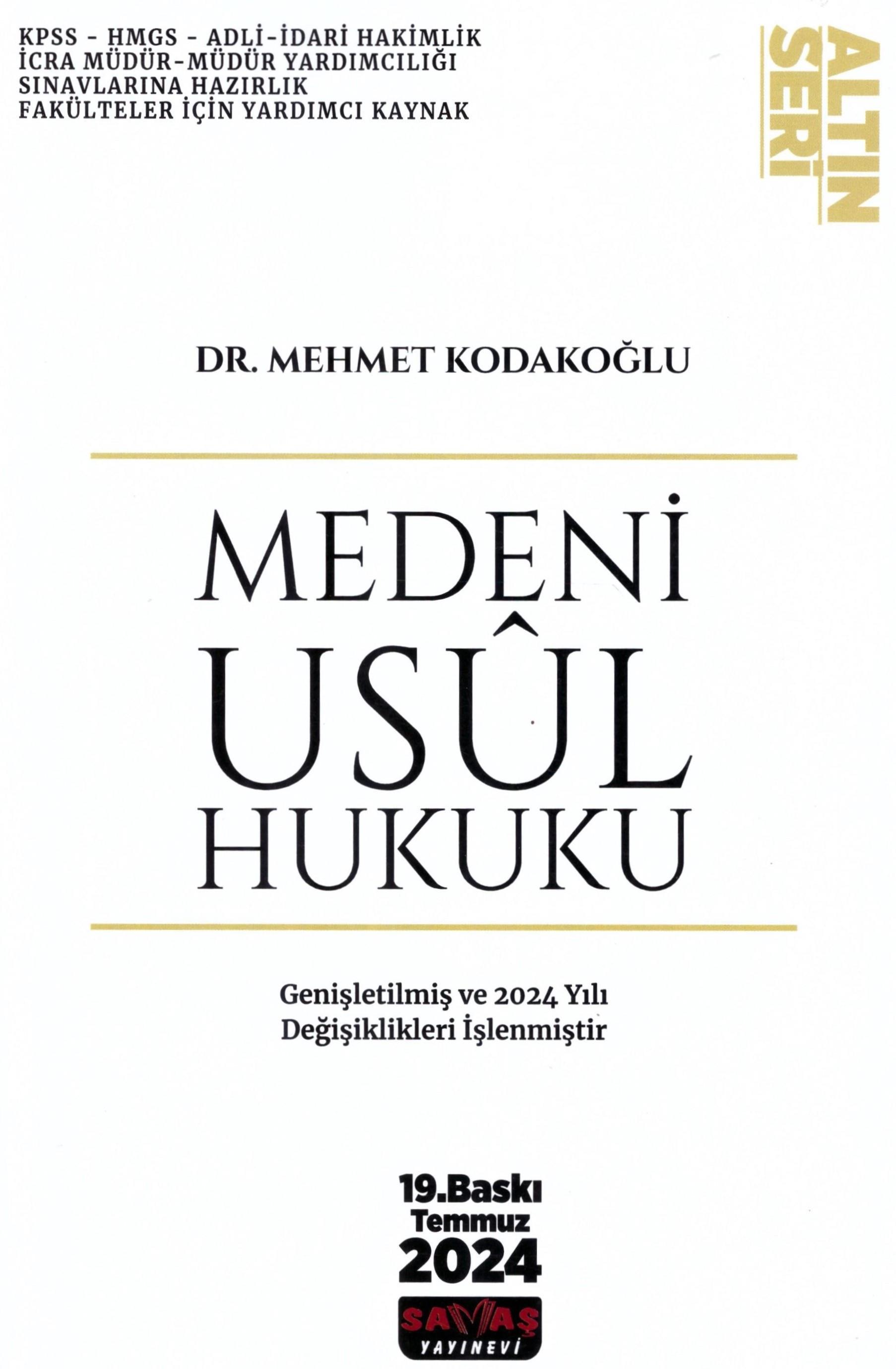 Altın Seri - Medeni Usul Hukuku Konu Anlatımı