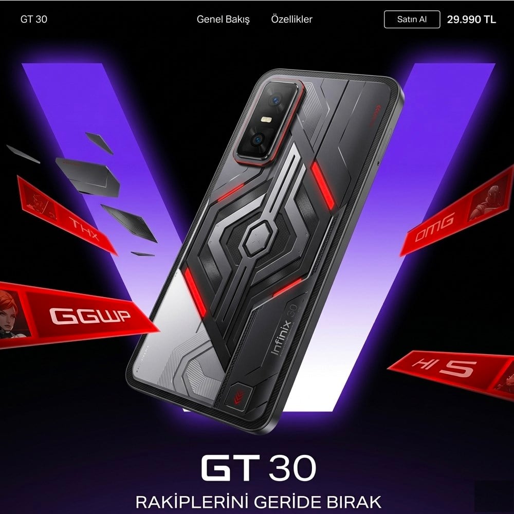 İnfinix GT 30 5G 8GB Ram 256GB Depolama Gri (İthalatçı Garantili)