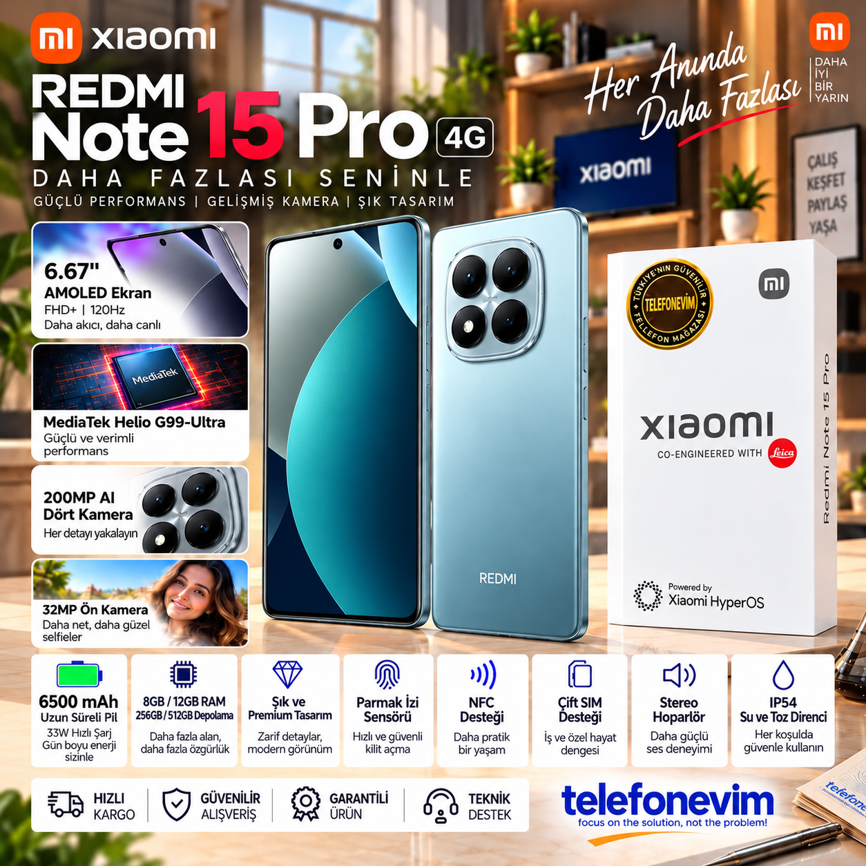Xiaomi Redmi Note 15 Pro 8GB 256GB Mavi (İthalatcı Garantili)