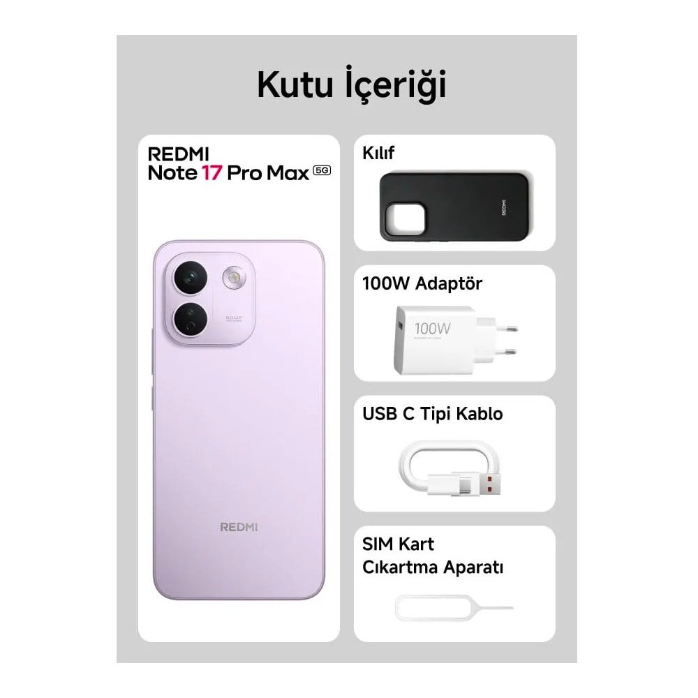 Xiaomi Redmi Note 17 Pro Max 5G 8GB 256GB İthalatçı Garantili Mor