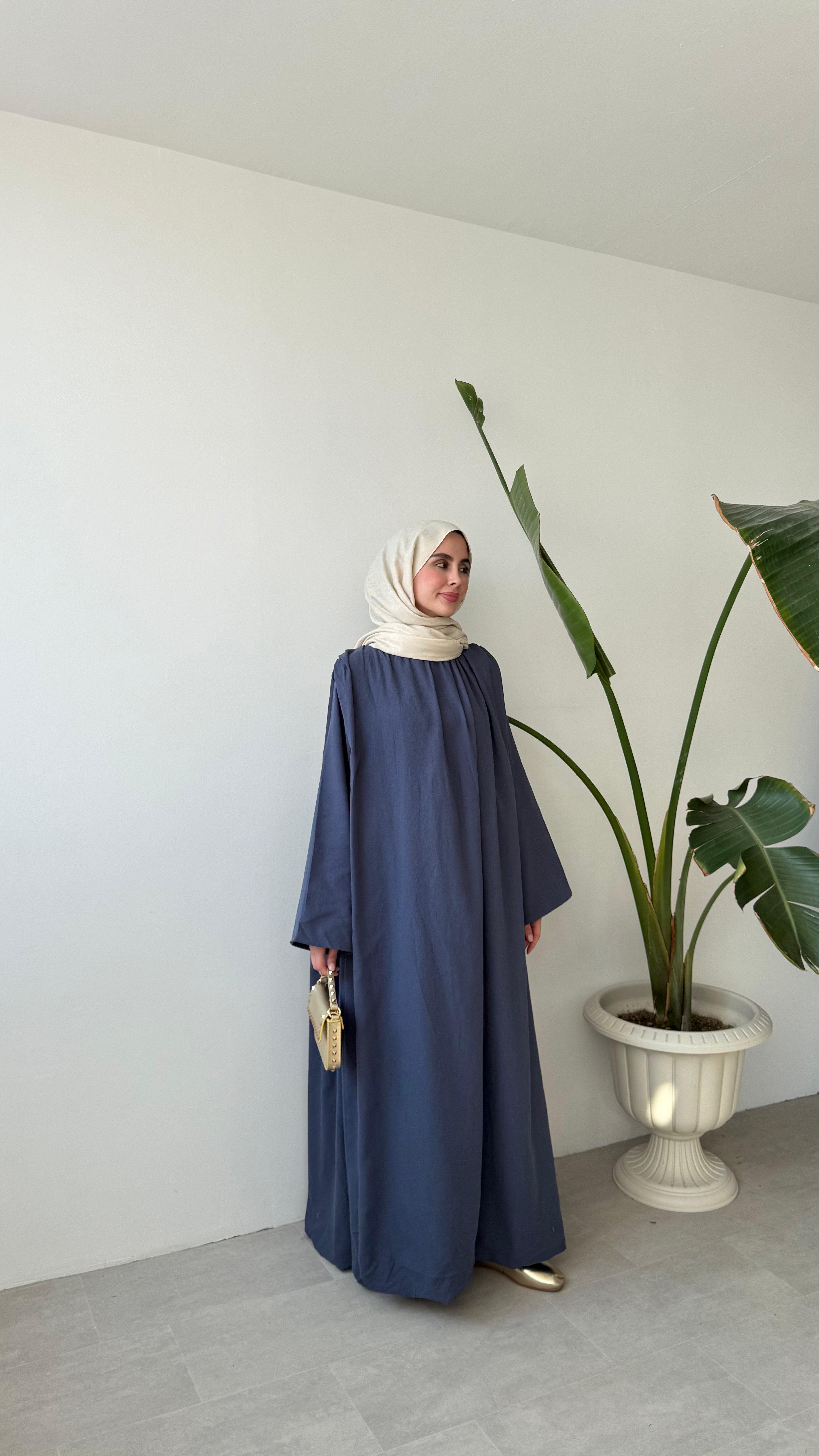 ASTARLI BAĞCIKLI ELBİSE - LACİVERT