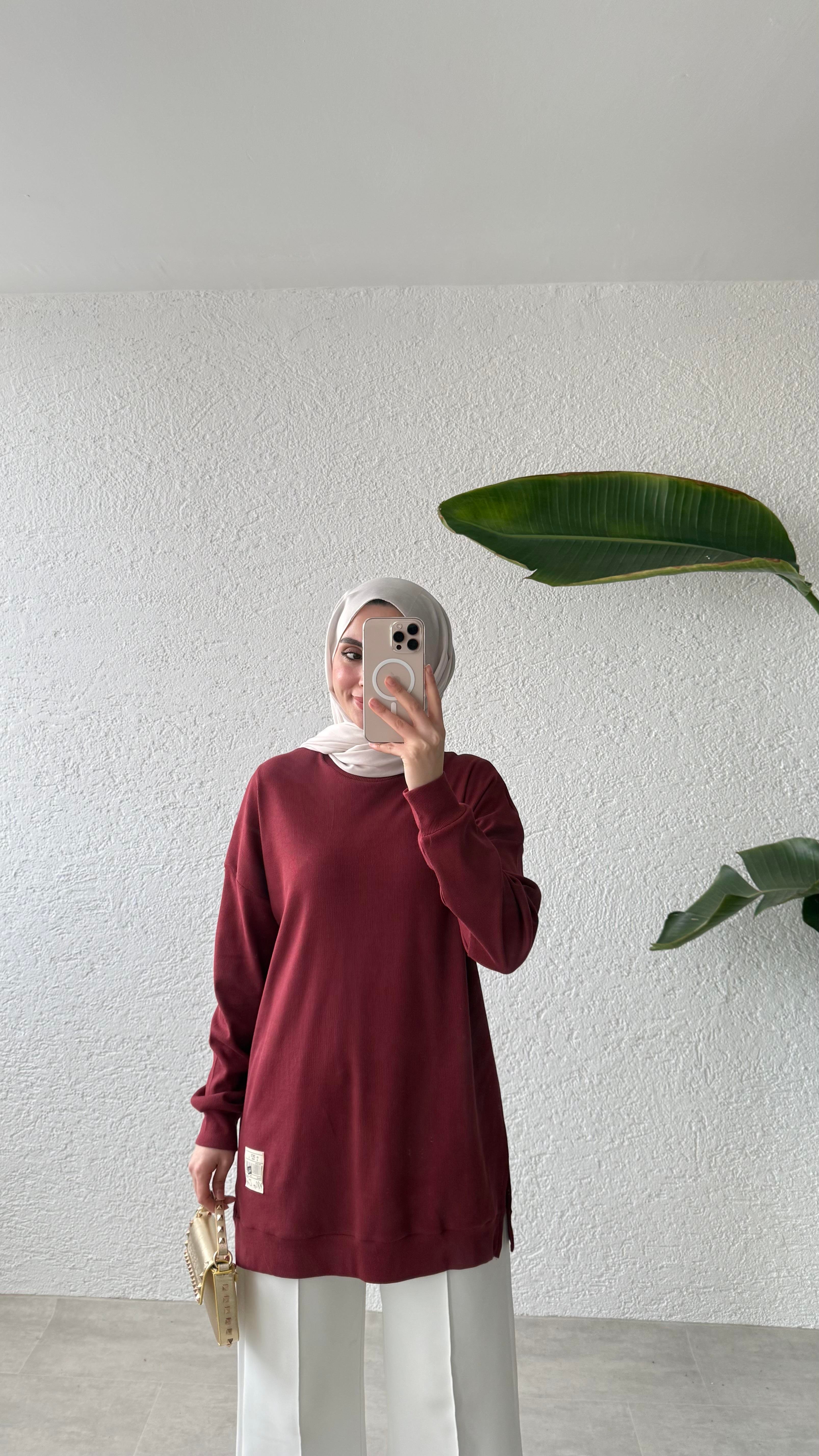 BASIC KAŞKORASE TUNİK - BORDO
