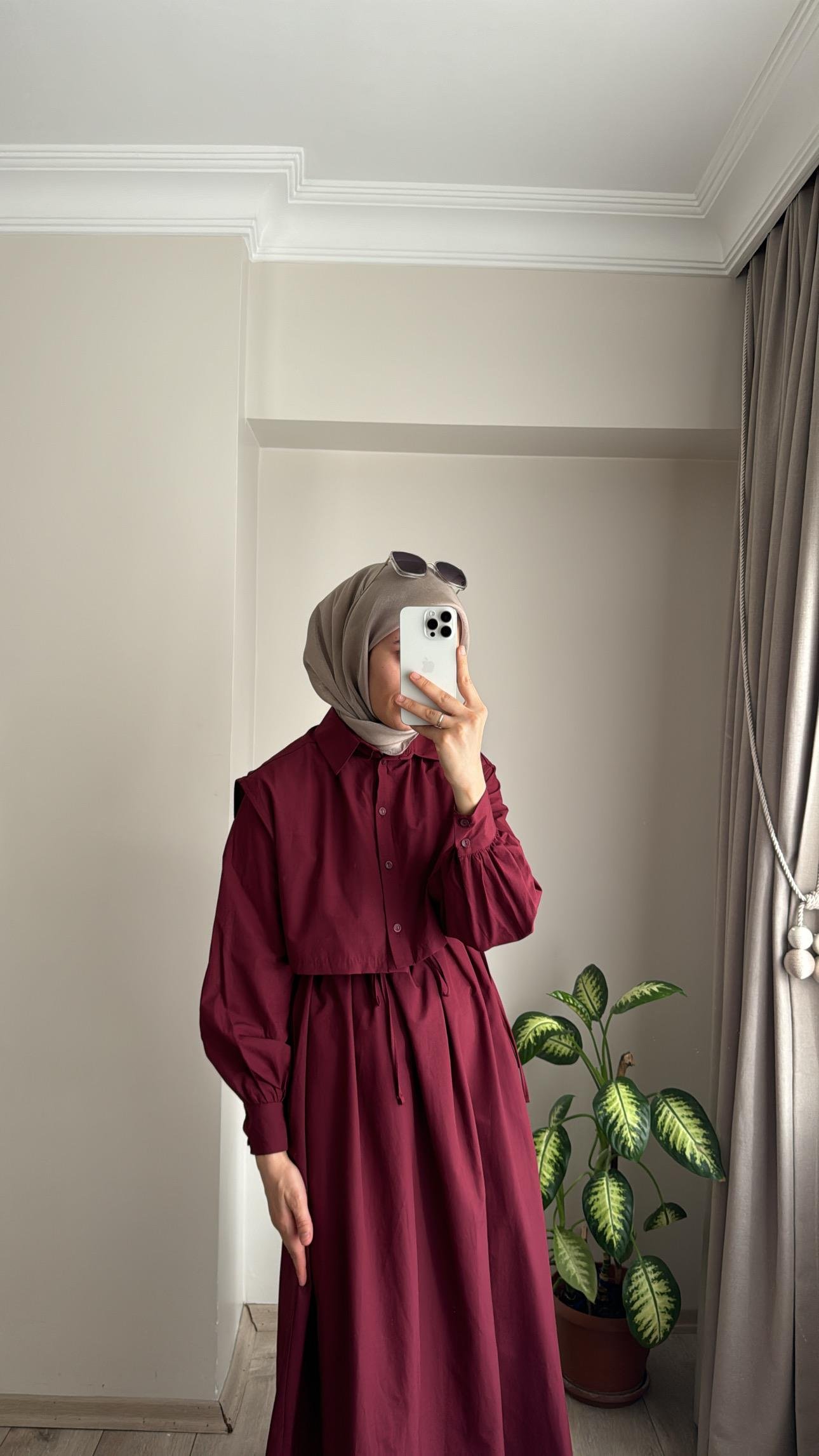 BOLEROLU ELBİSE BORDO