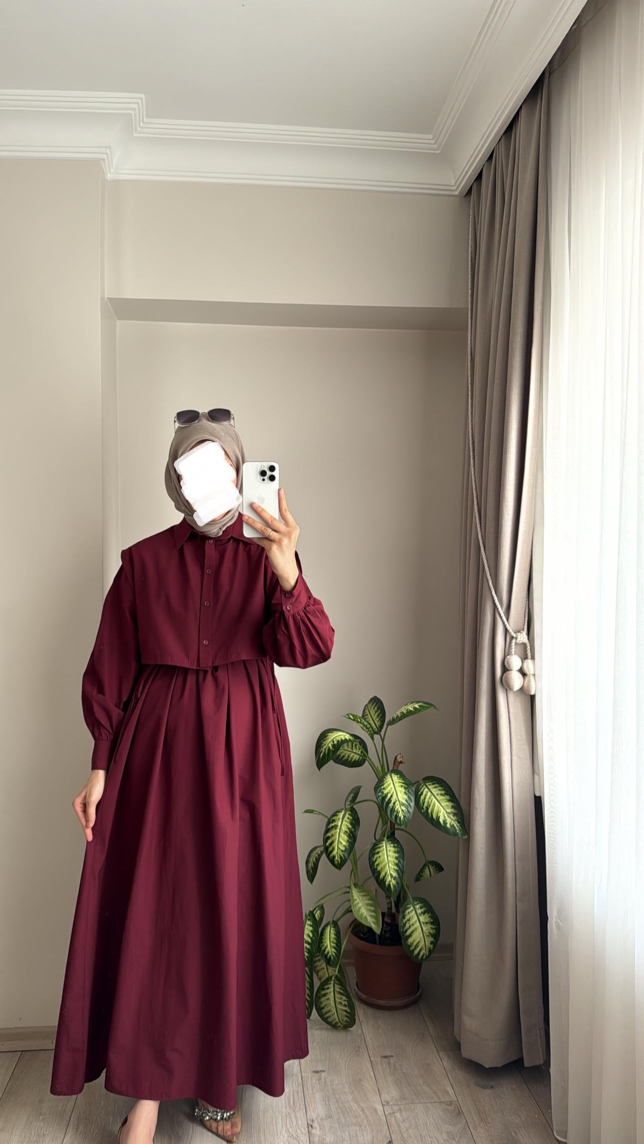 BOLEROLU ELBİSE BORDO
