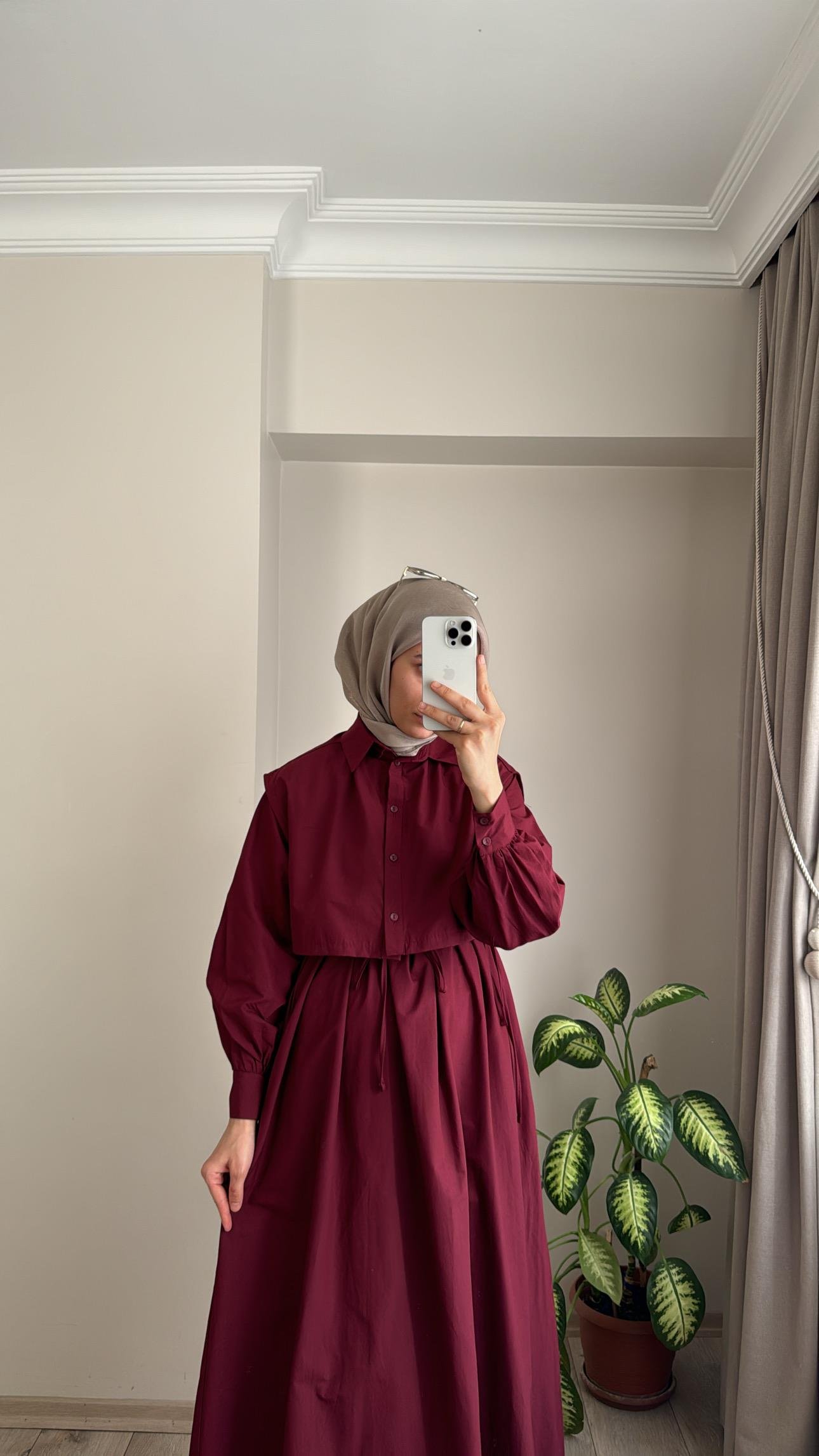 BOLEROLU ELBİSE BORDO