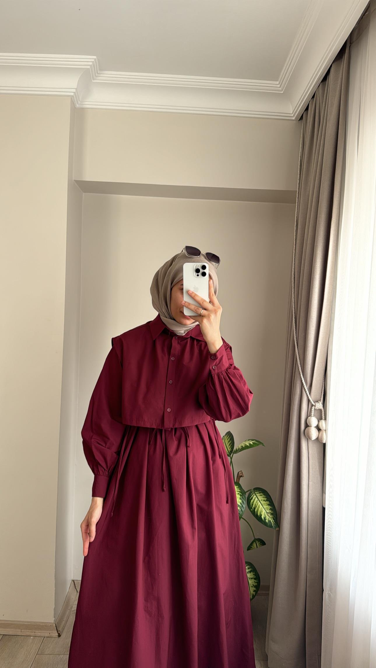 BOLEROLU ELBİSE BORDO