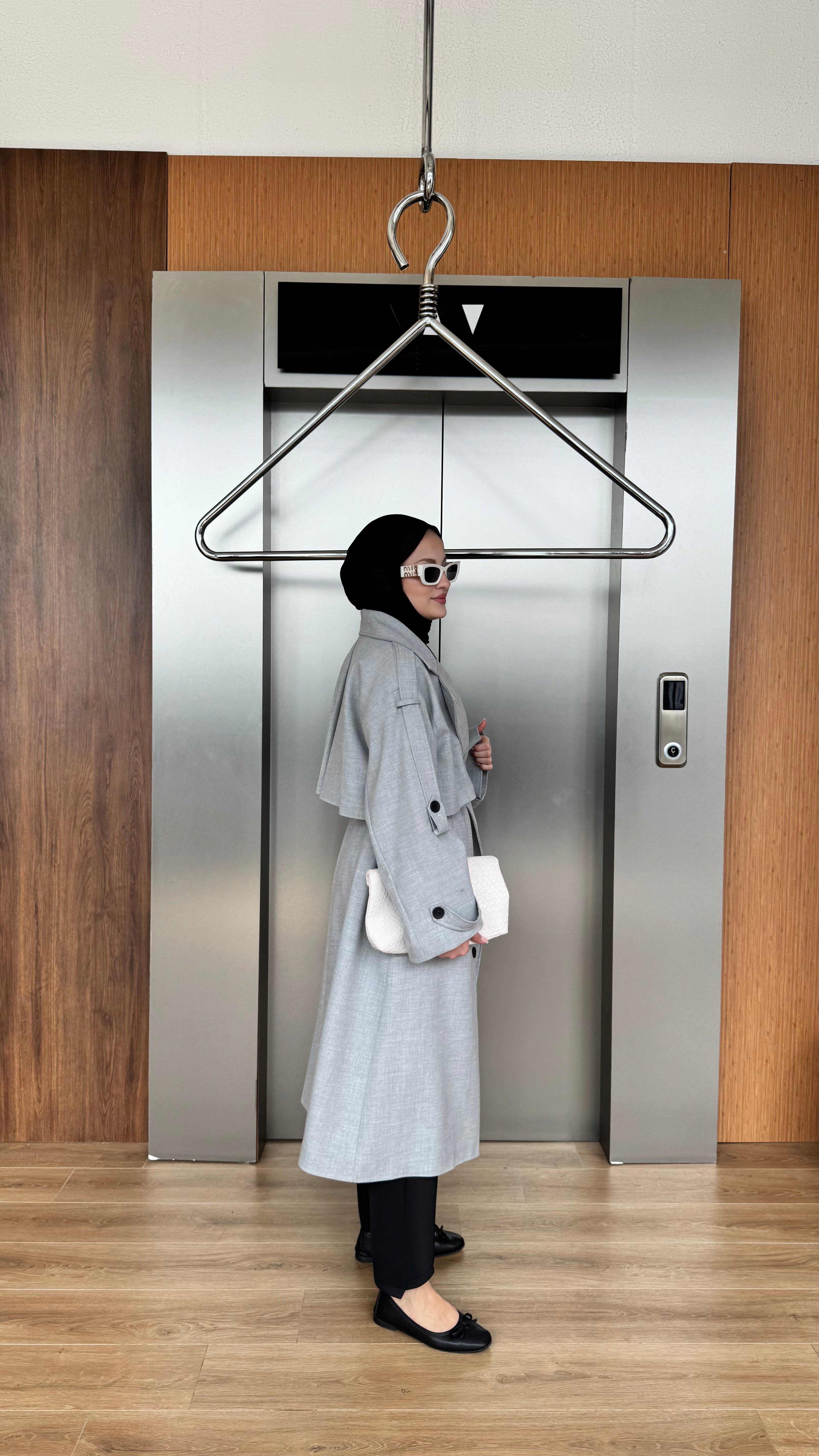CASUAL ELEGANCE TRENÇKOT - GRİ 