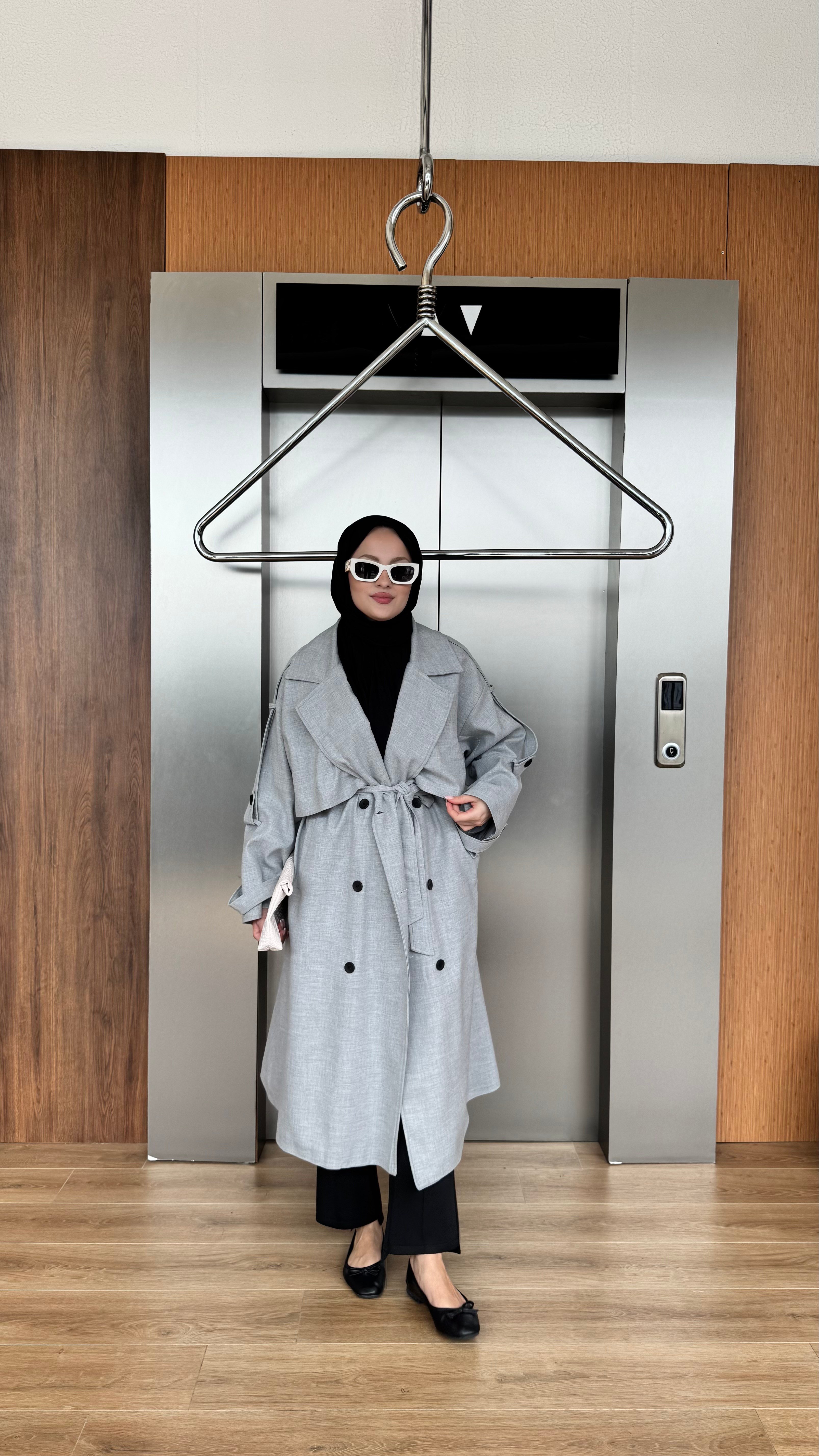 CASUAL ELEGANCE TRENÇKOT - GRİ 