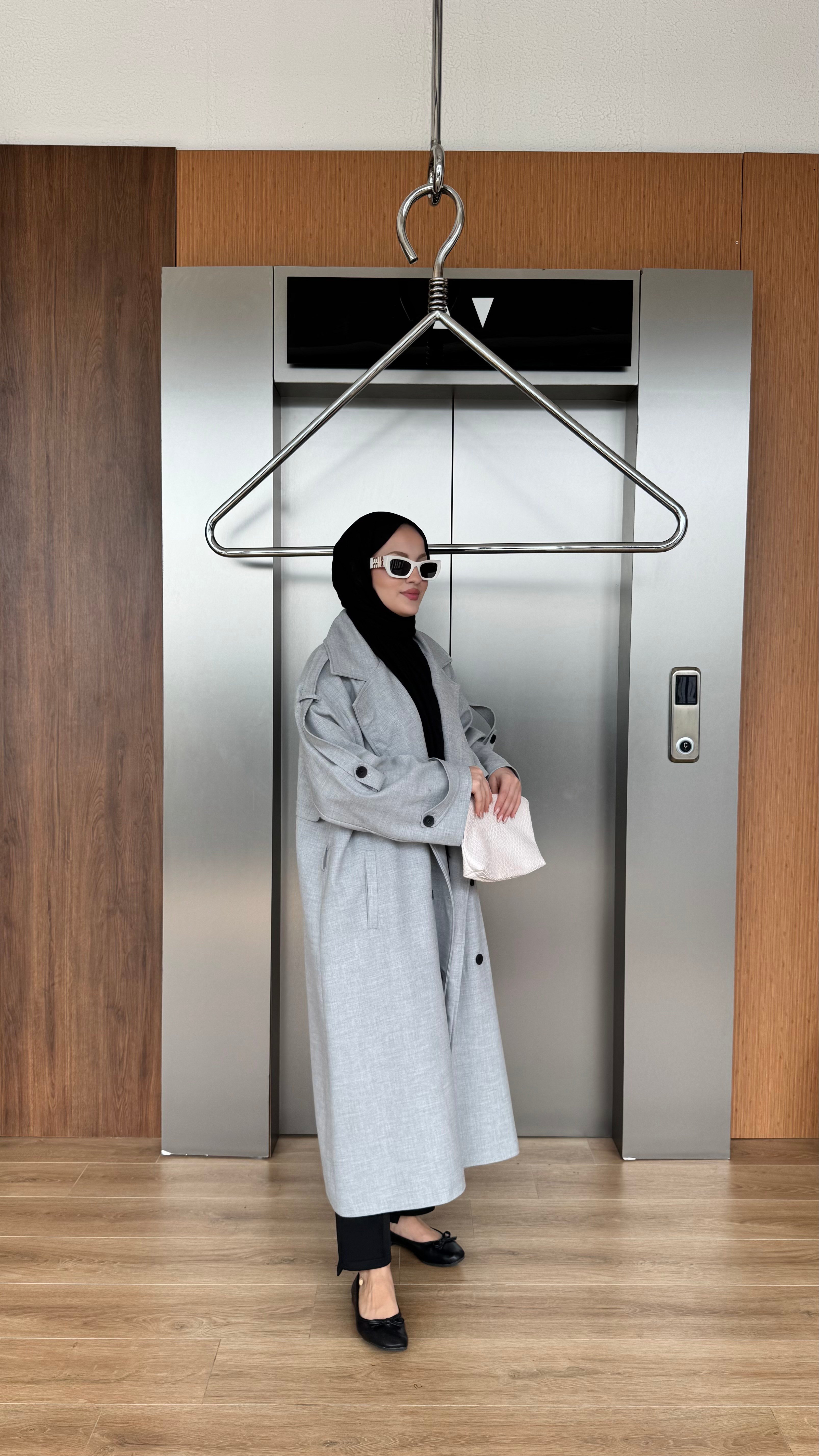 CASUAL ELEGANCE TRENÇKOT - GRİ 