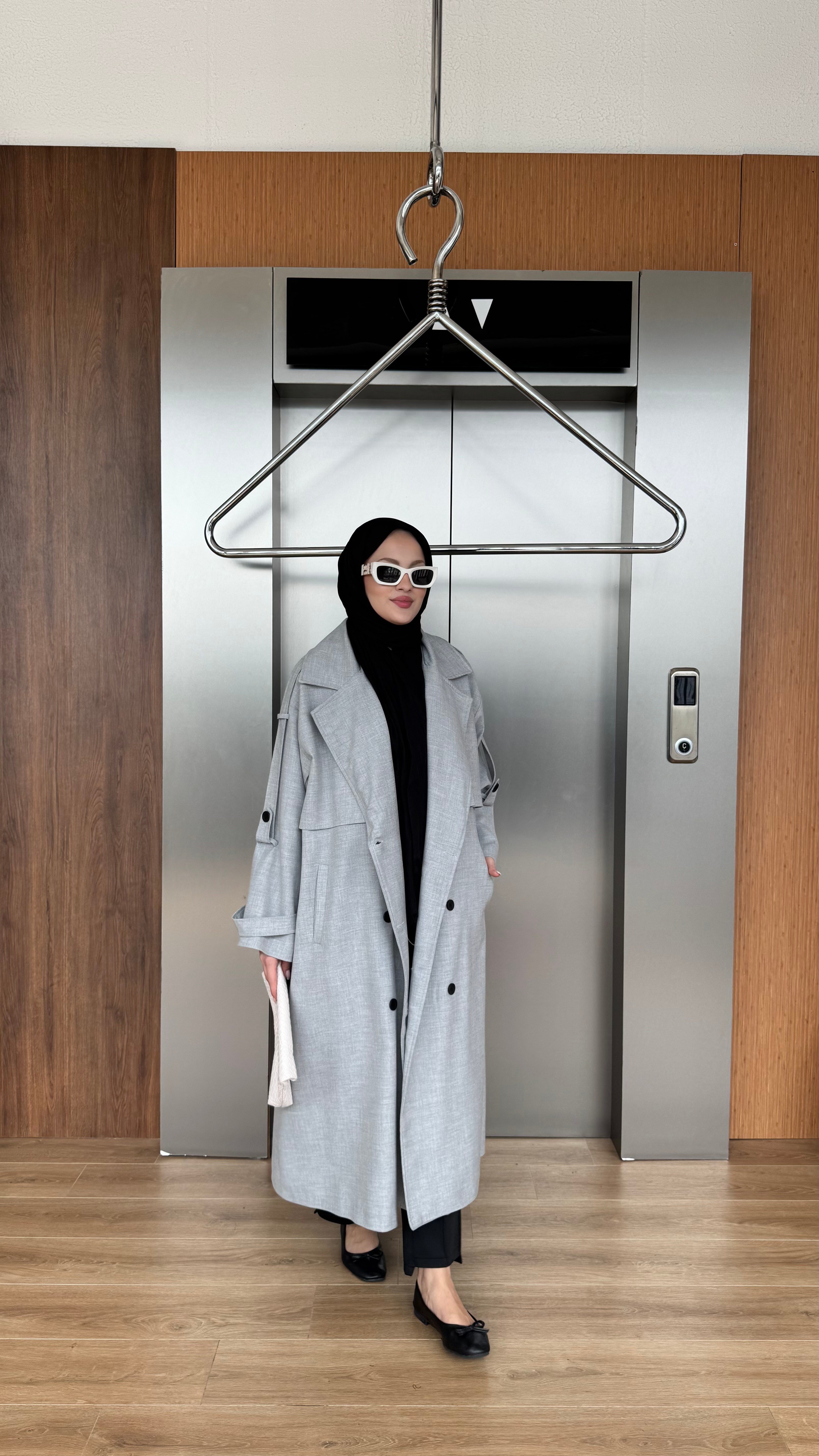 CASUAL ELEGANCE TRENÇKOT - GRİ 