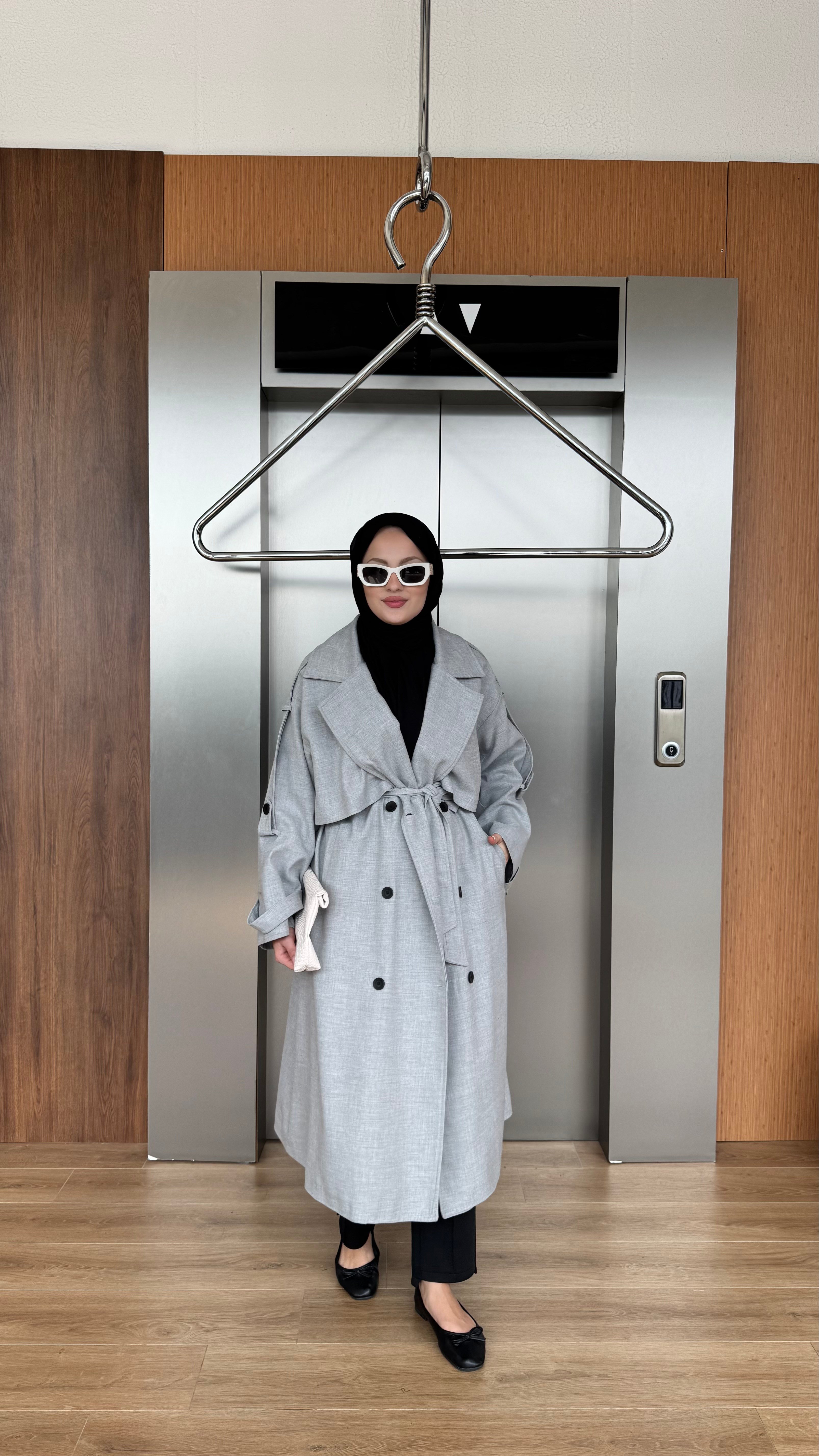 CASUAL ELEGANCE TRENÇKOT - GRİ 