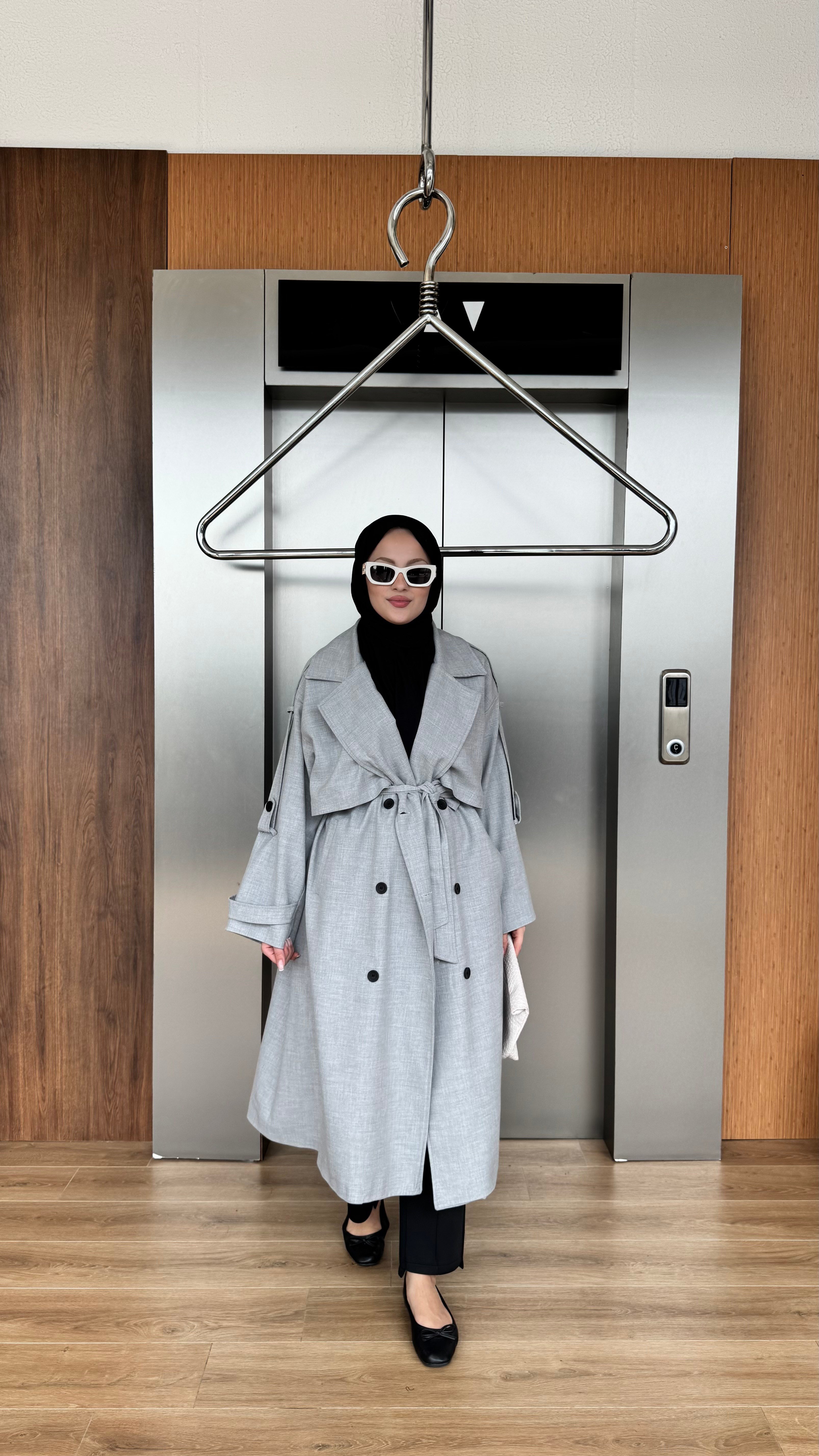 CASUAL ELEGANCE TRENÇKOT - GRİ 