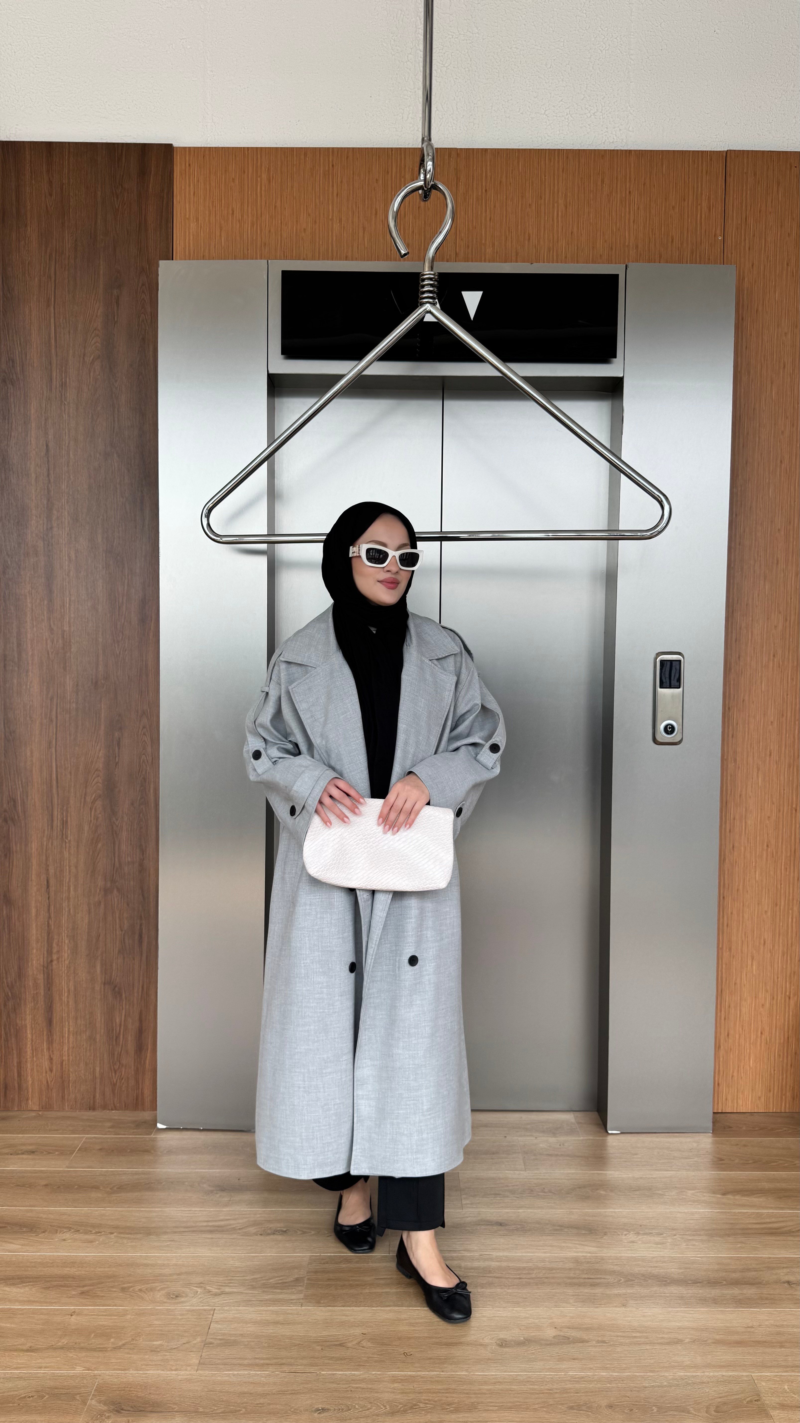 CASUAL ELEGANCE TRENÇKOT - GRİ 