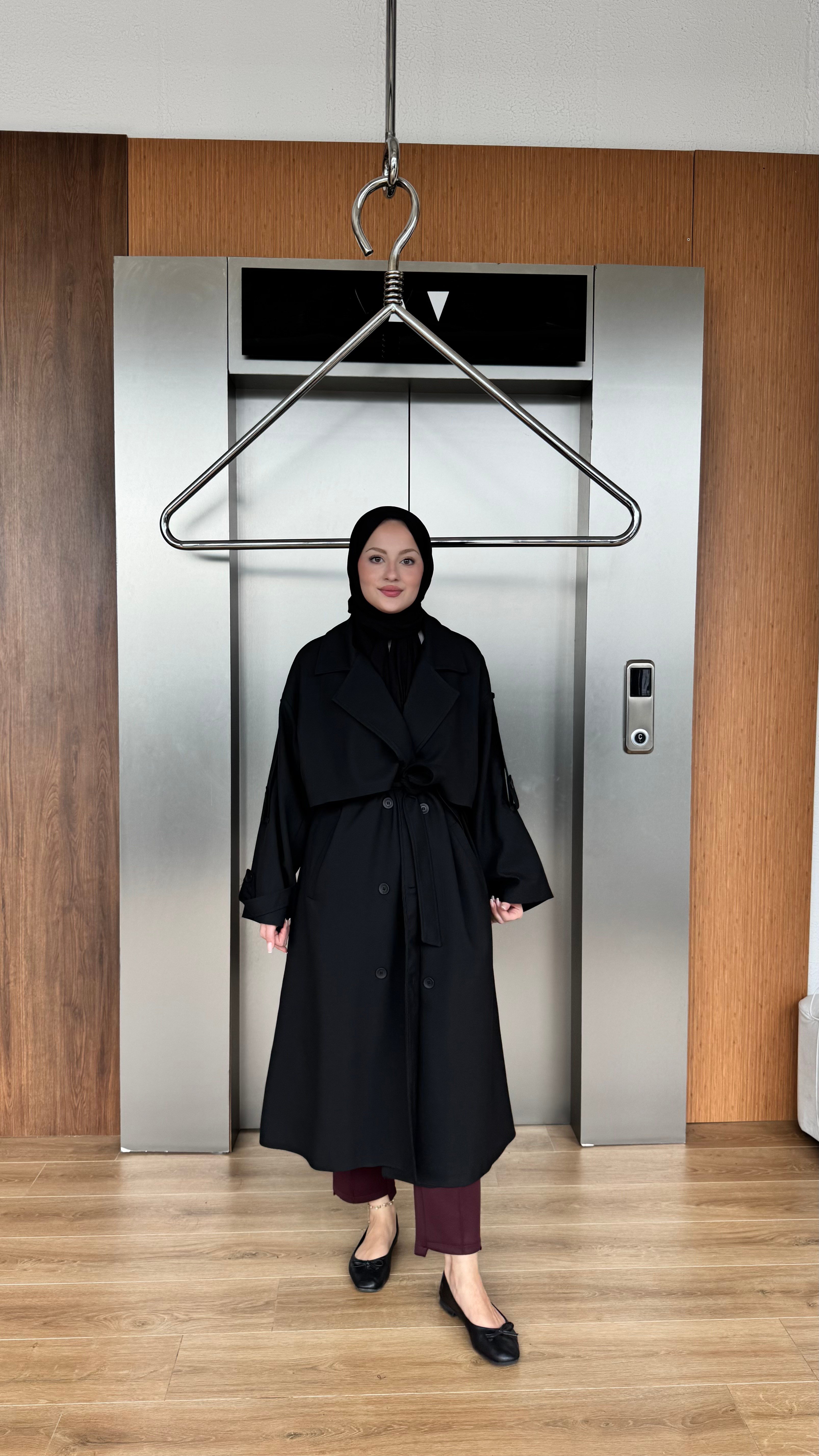 CASUAL ELEGANCE TRENÇKOT - SİYAH