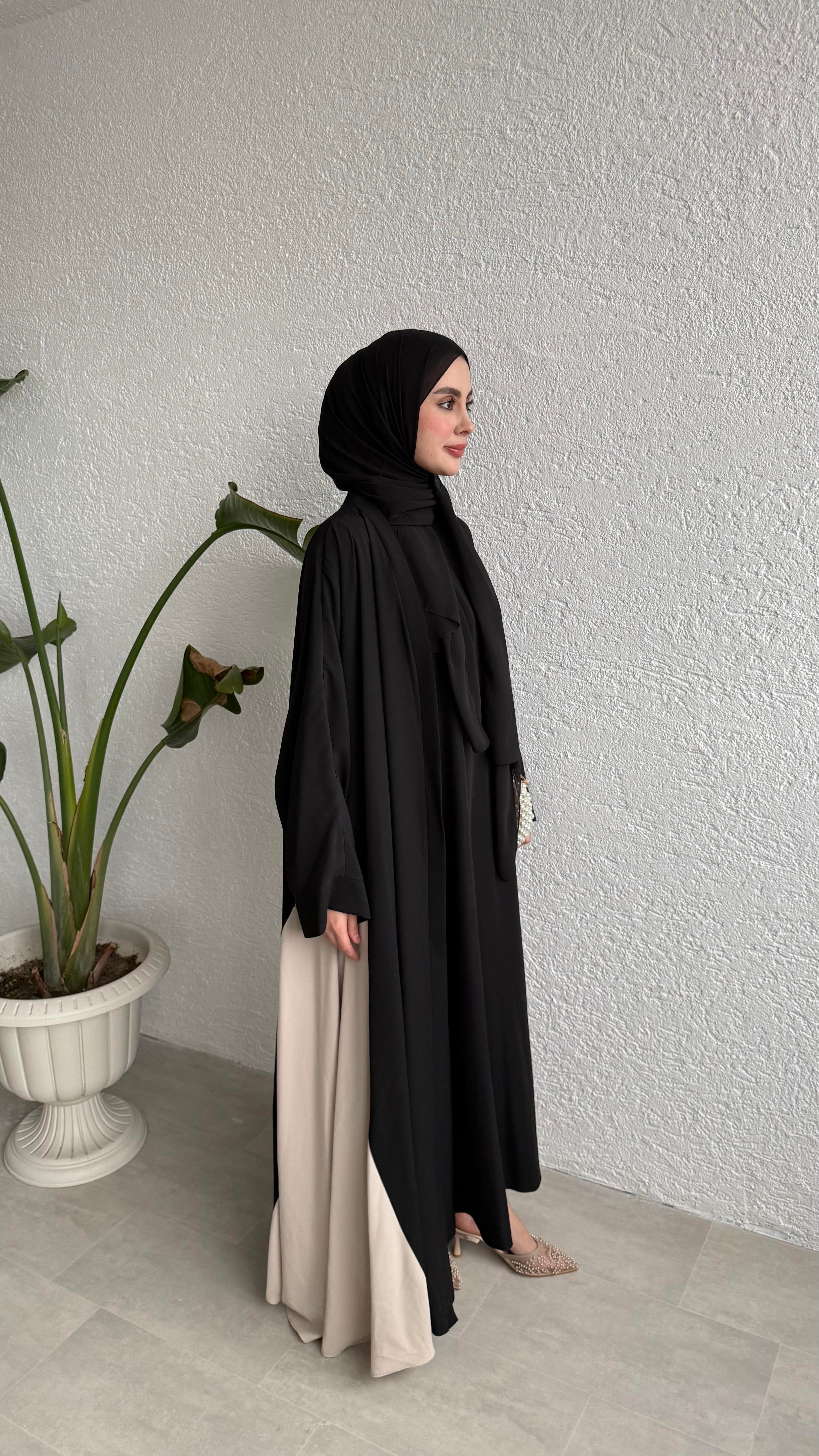 ÇİFT RENKLİ ABAYA - SİYAH 