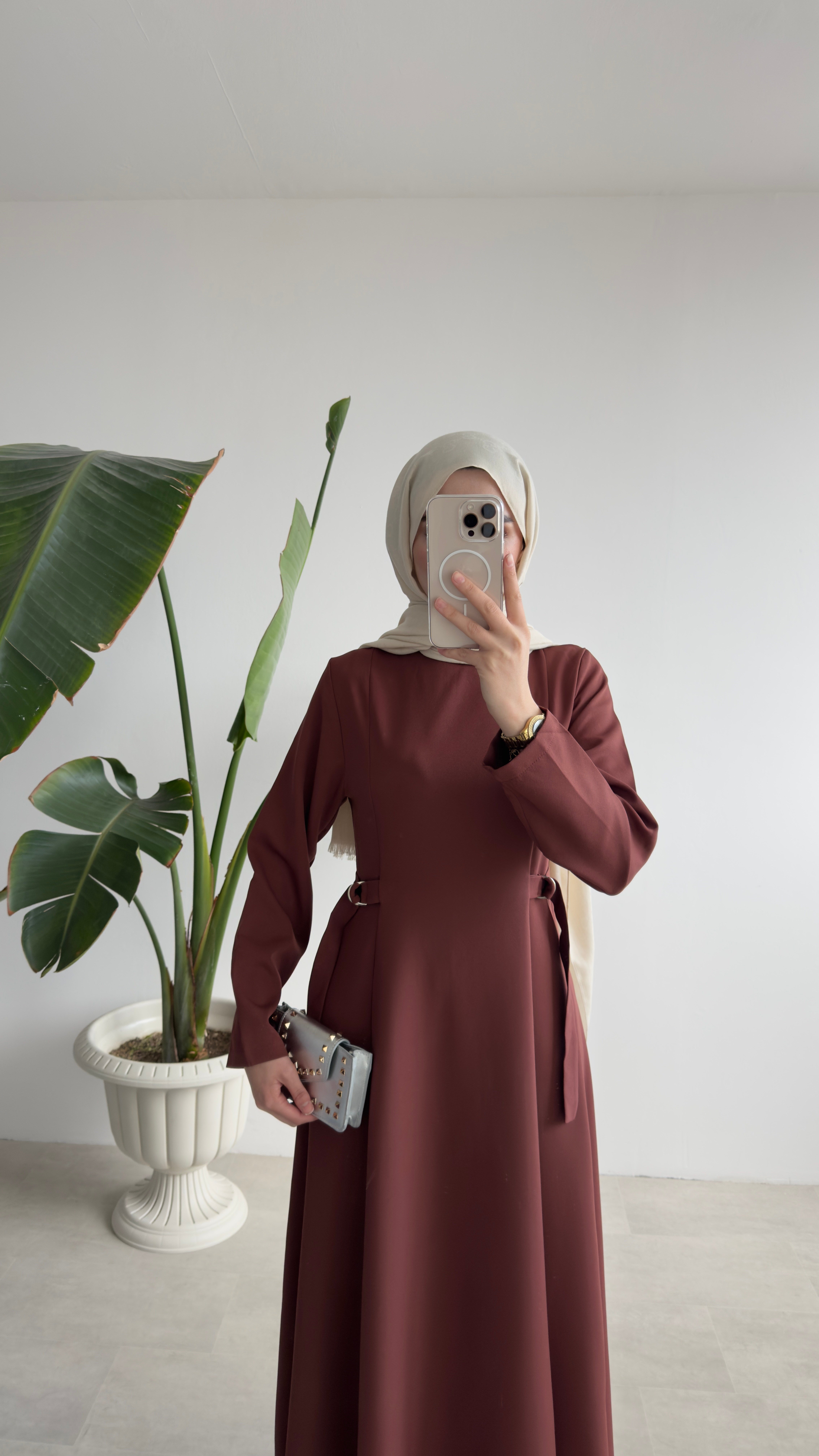 CLEO ELBİSE - KAHVE