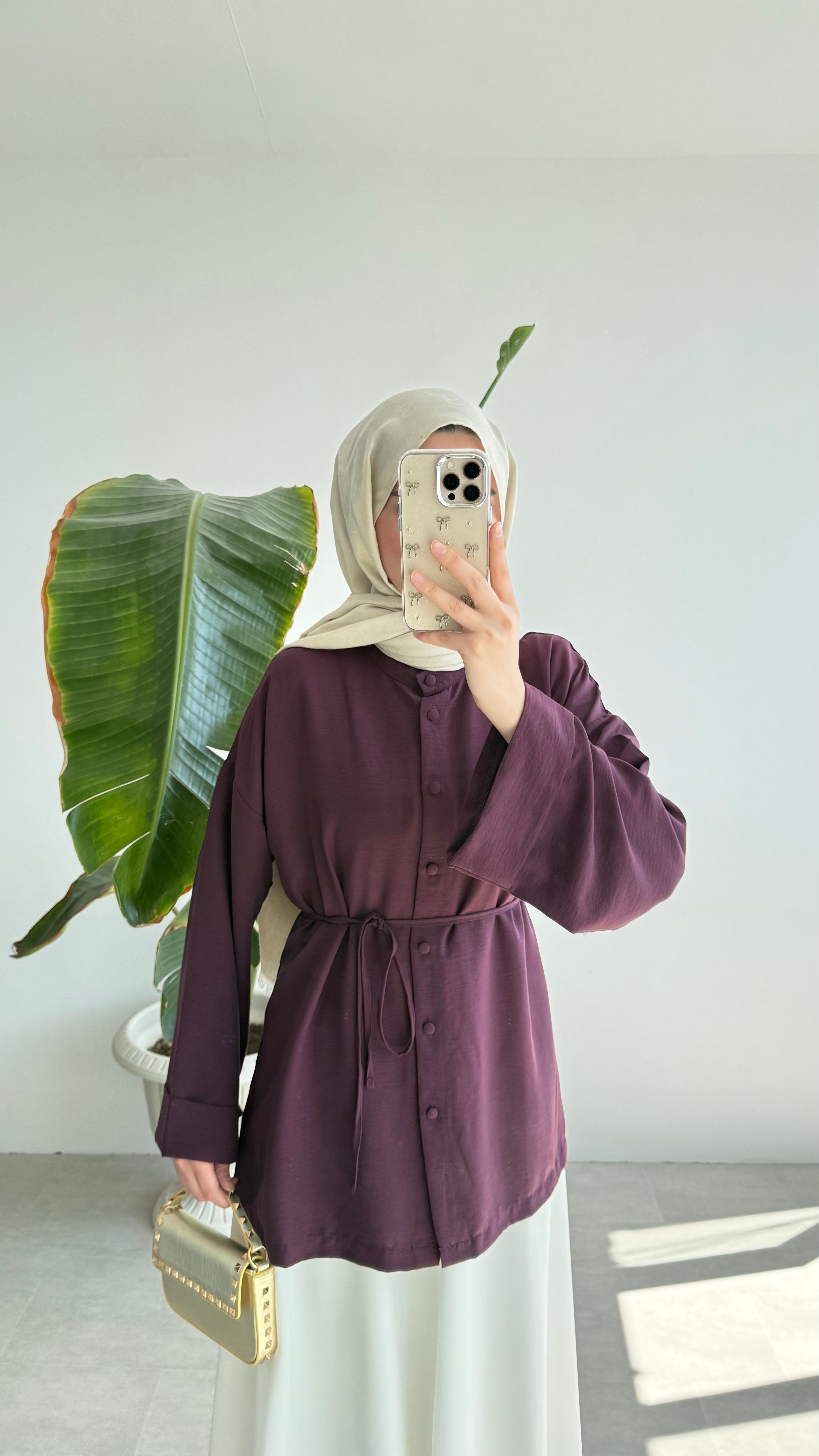 DUBLE KOL YIRTMAÇ GÖMLEK - MÜRDÜM