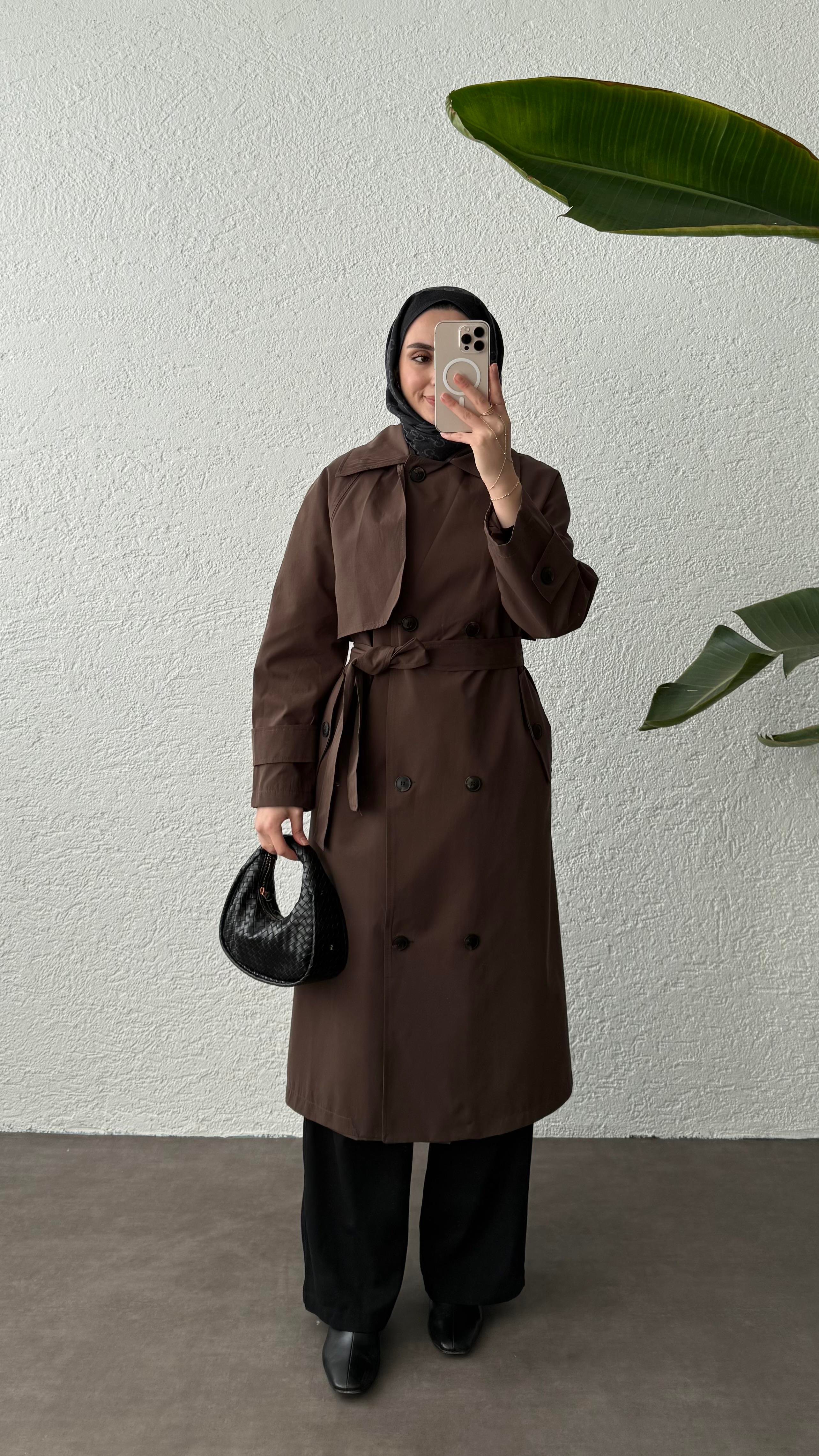 EFİL KUŞAKLI TRENÇKOT-KAHVERENGİ