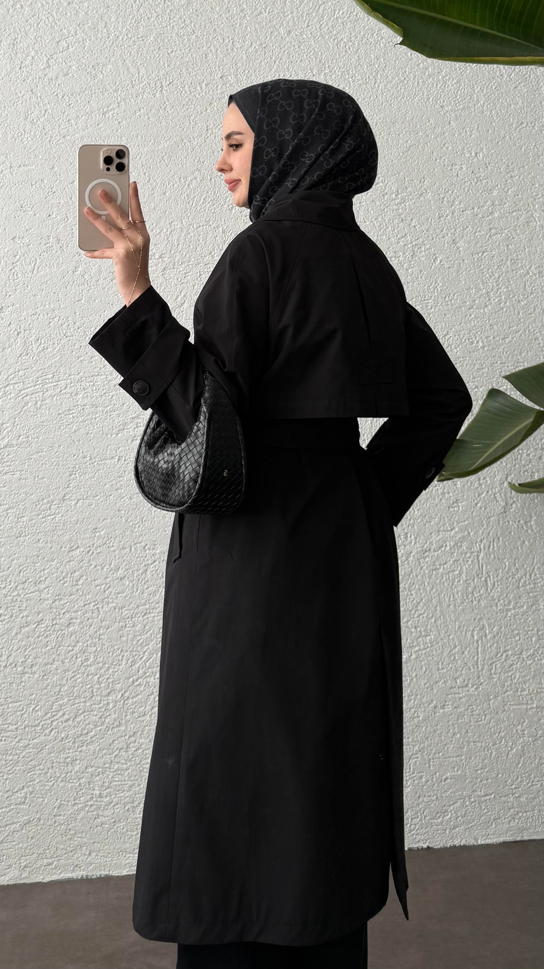 EFİL KUŞAKLI TRENÇKOT-SİYAH