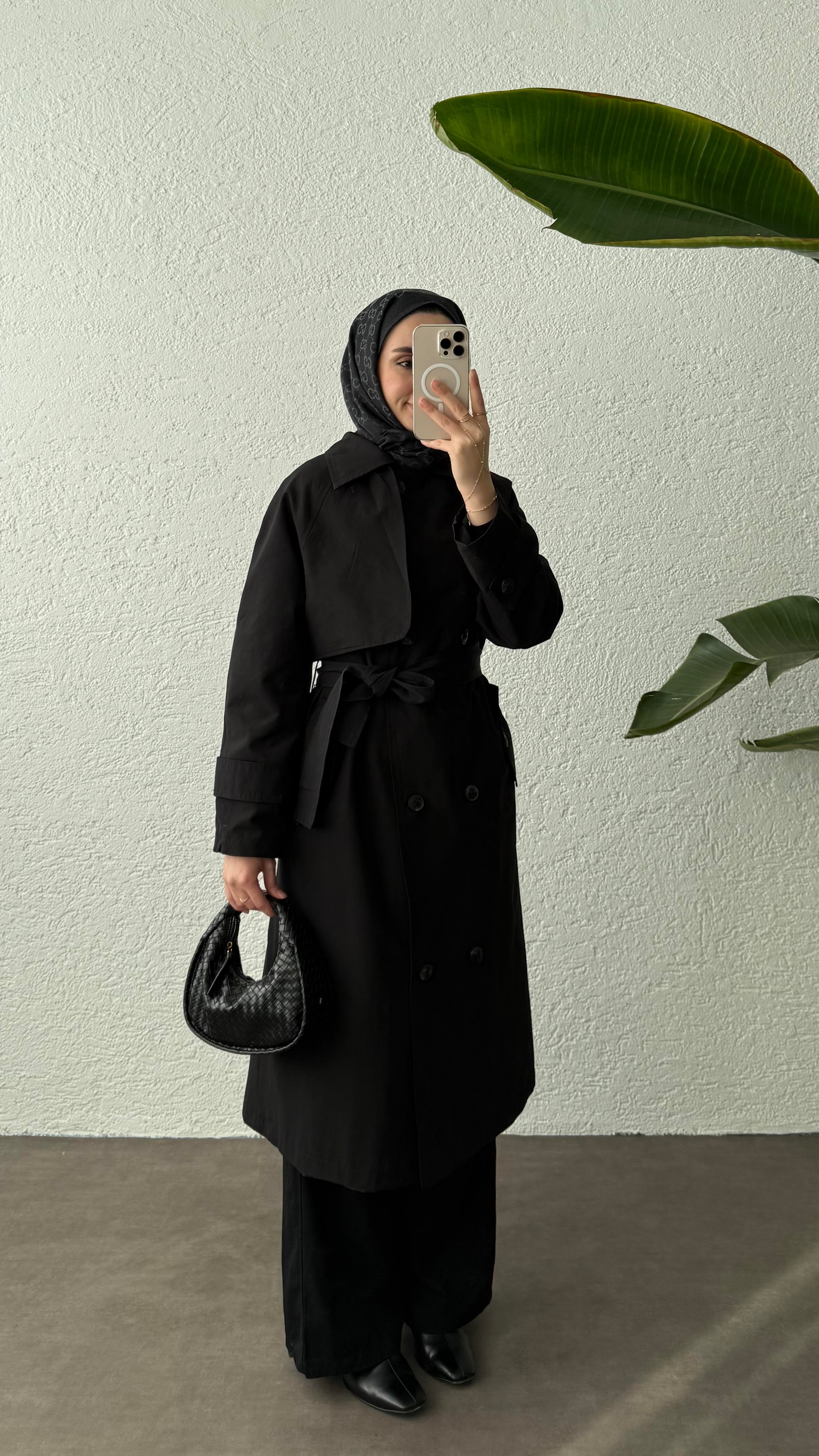EFİL KUŞAKLI TRENÇKOT-SİYAH