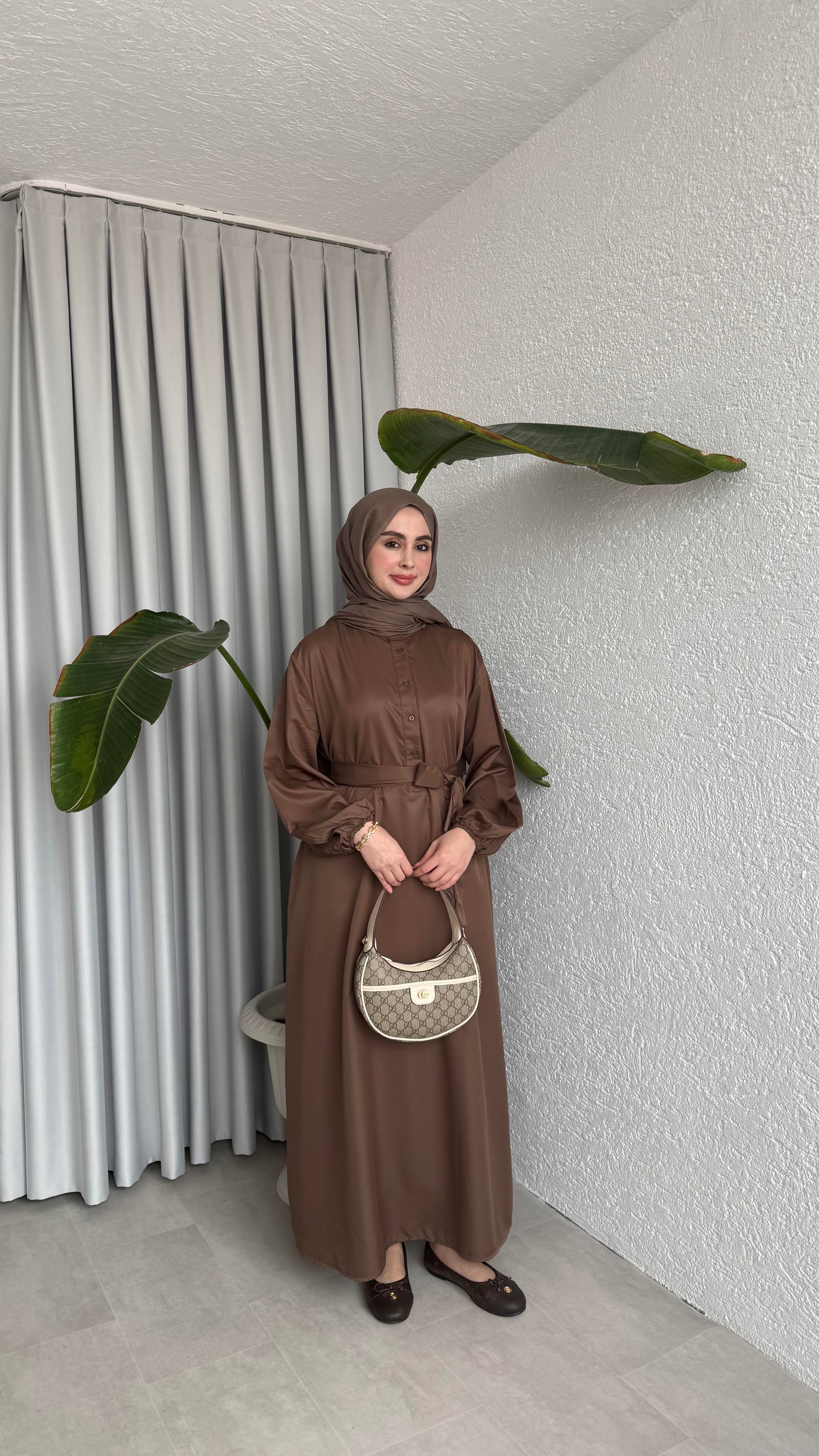 EMNA ELBİSE - KAHVE