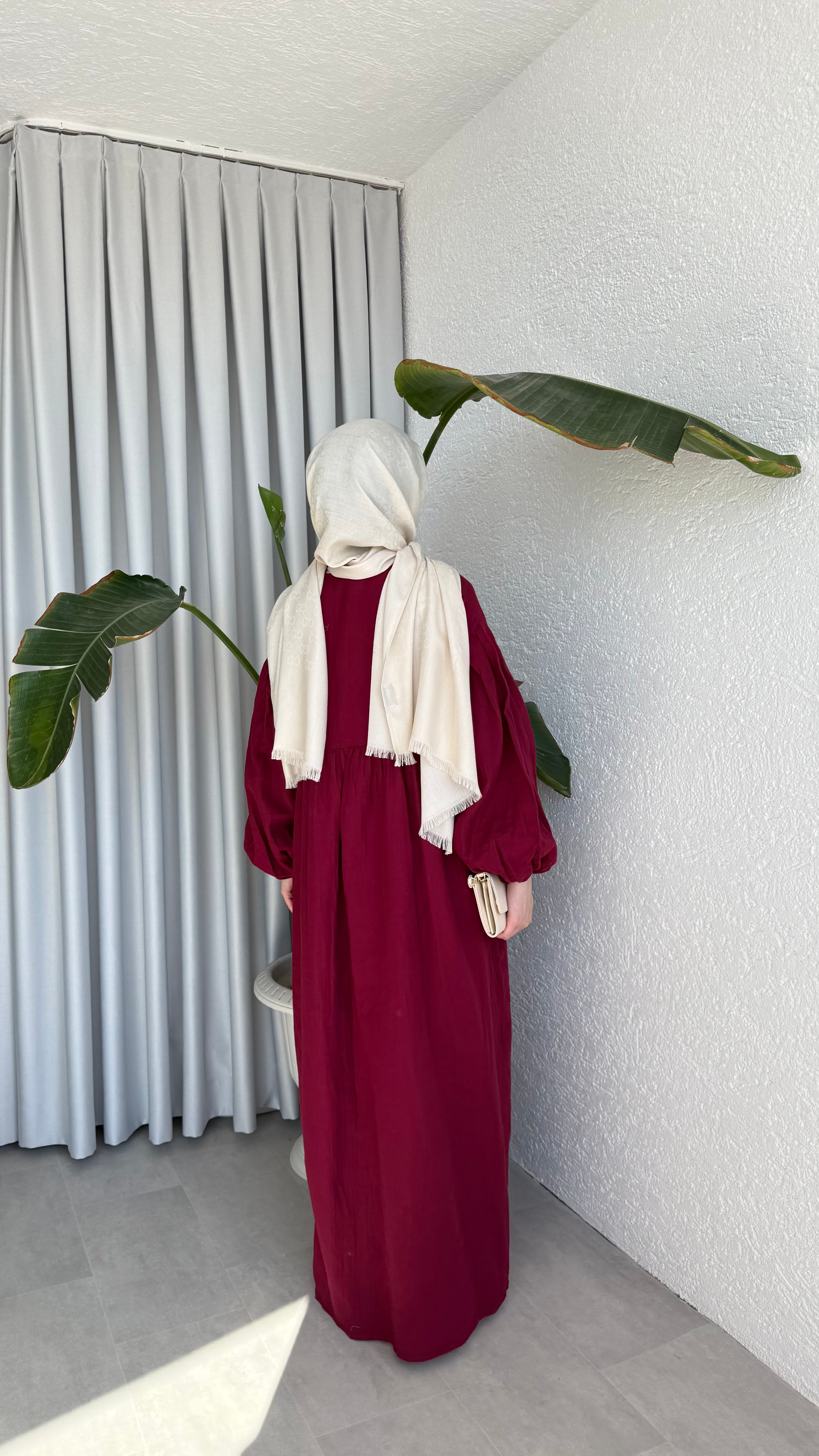 FARAH MÜSLİN ELBİSE - BORDO