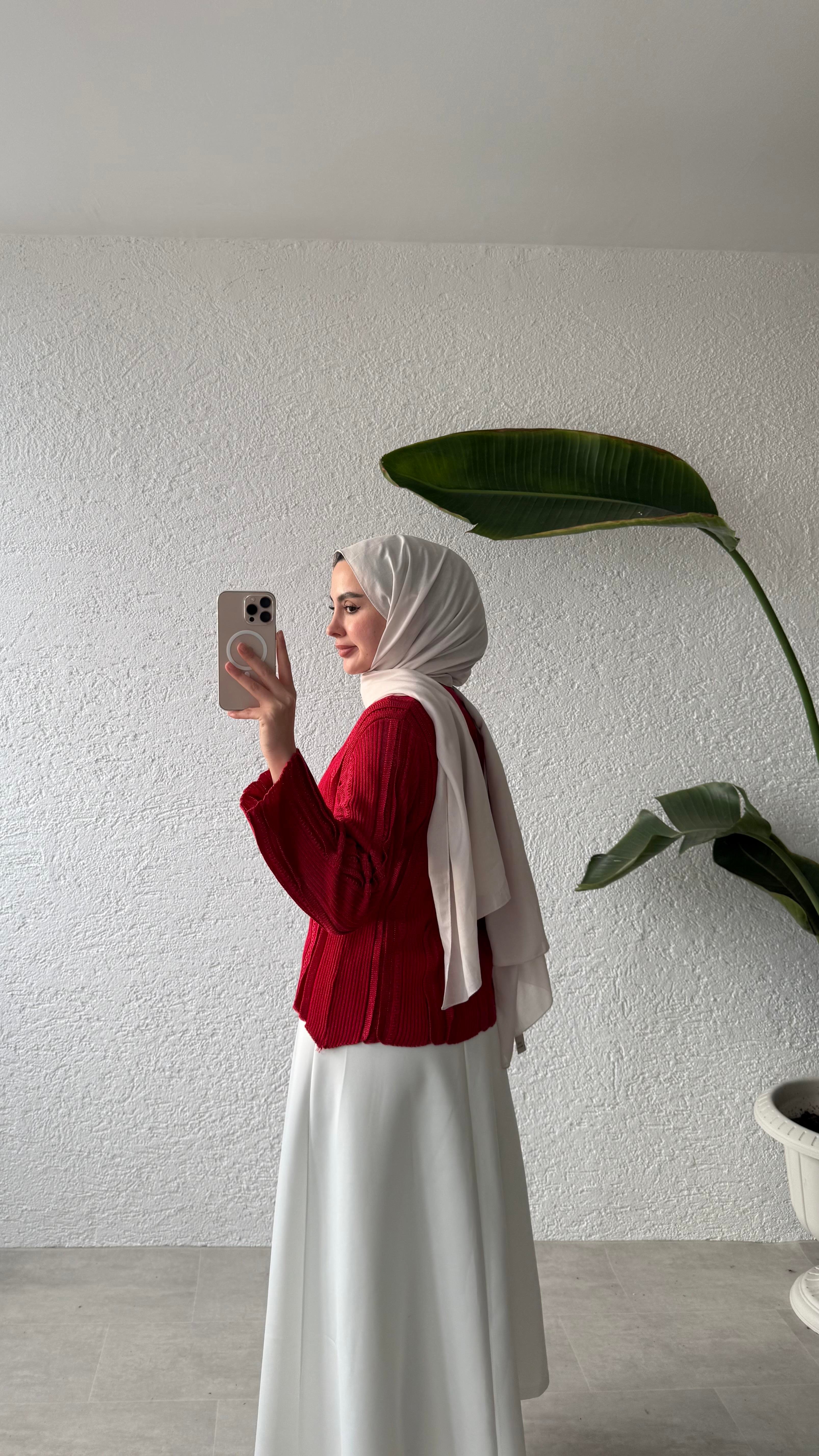 GOLD DÜĞMELİ MERSERİZE HIRKA - KIRMIZI