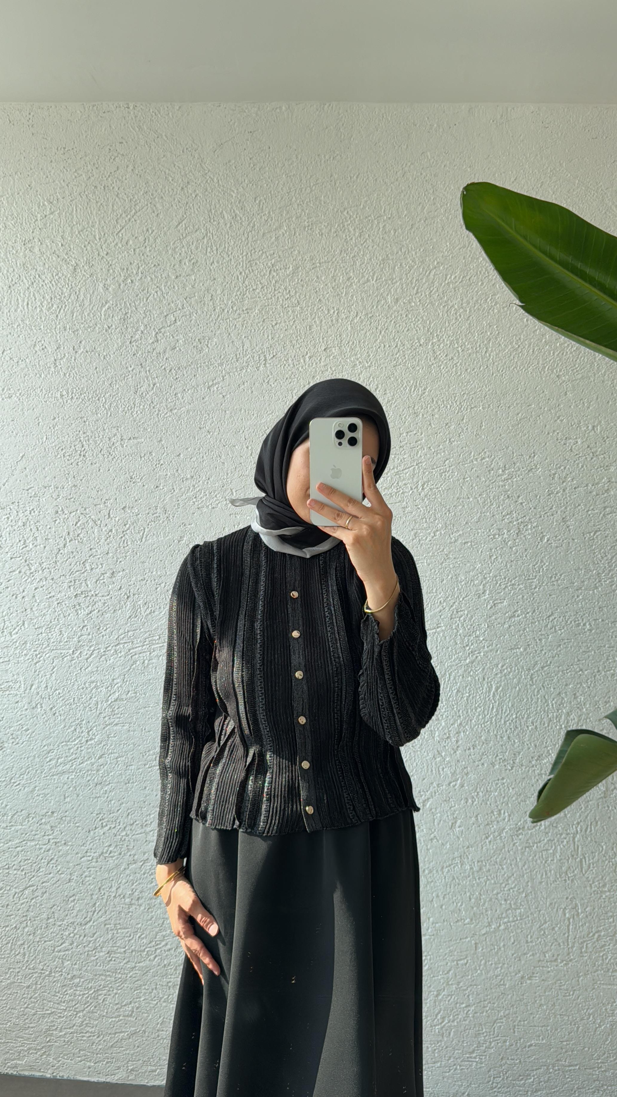 GOLD DÜĞMELİ MERSERİZE HIRKA - SİYAH