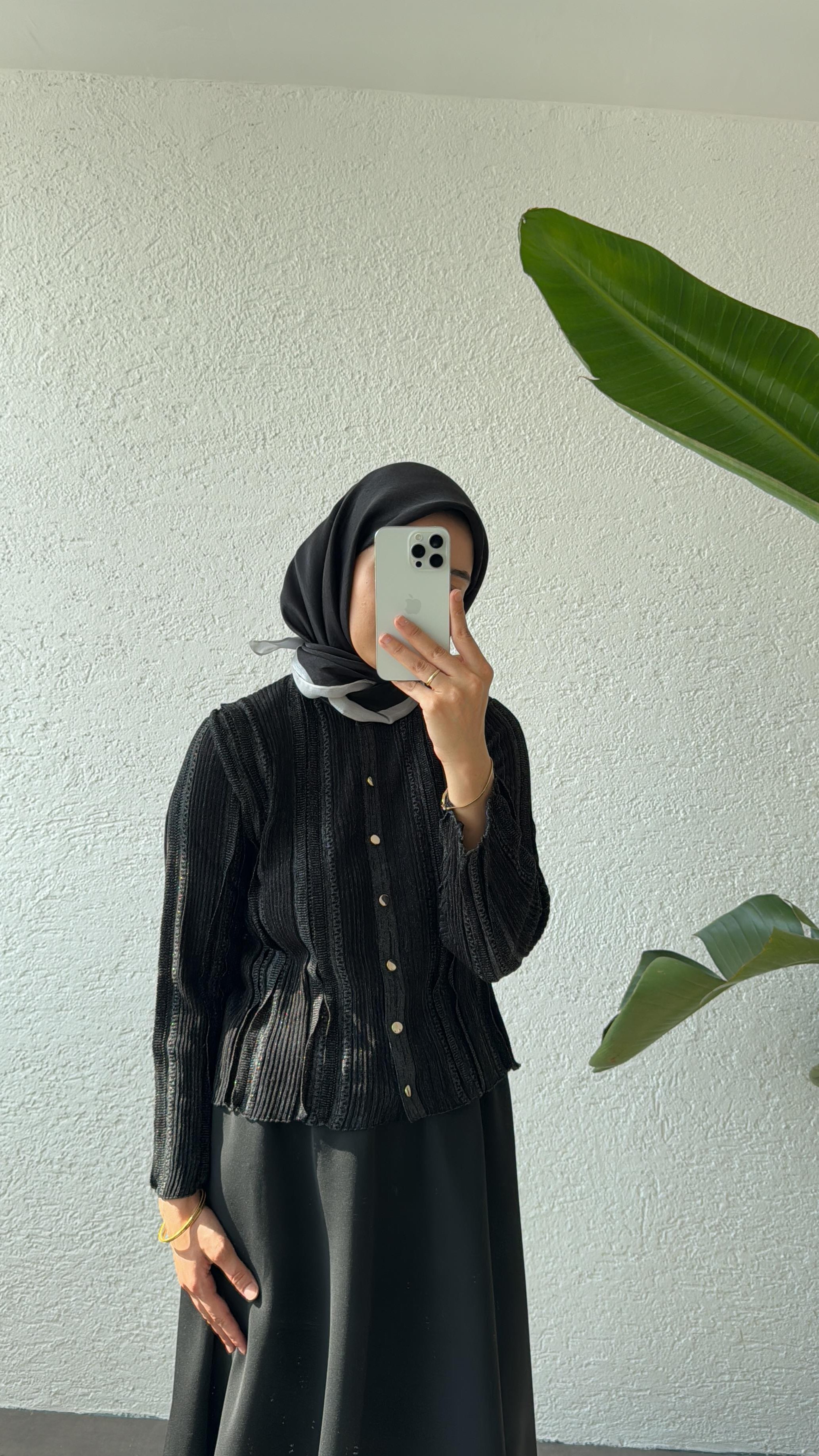 GOLD DÜĞMELİ MERSERİZE HIRKA - SİYAH