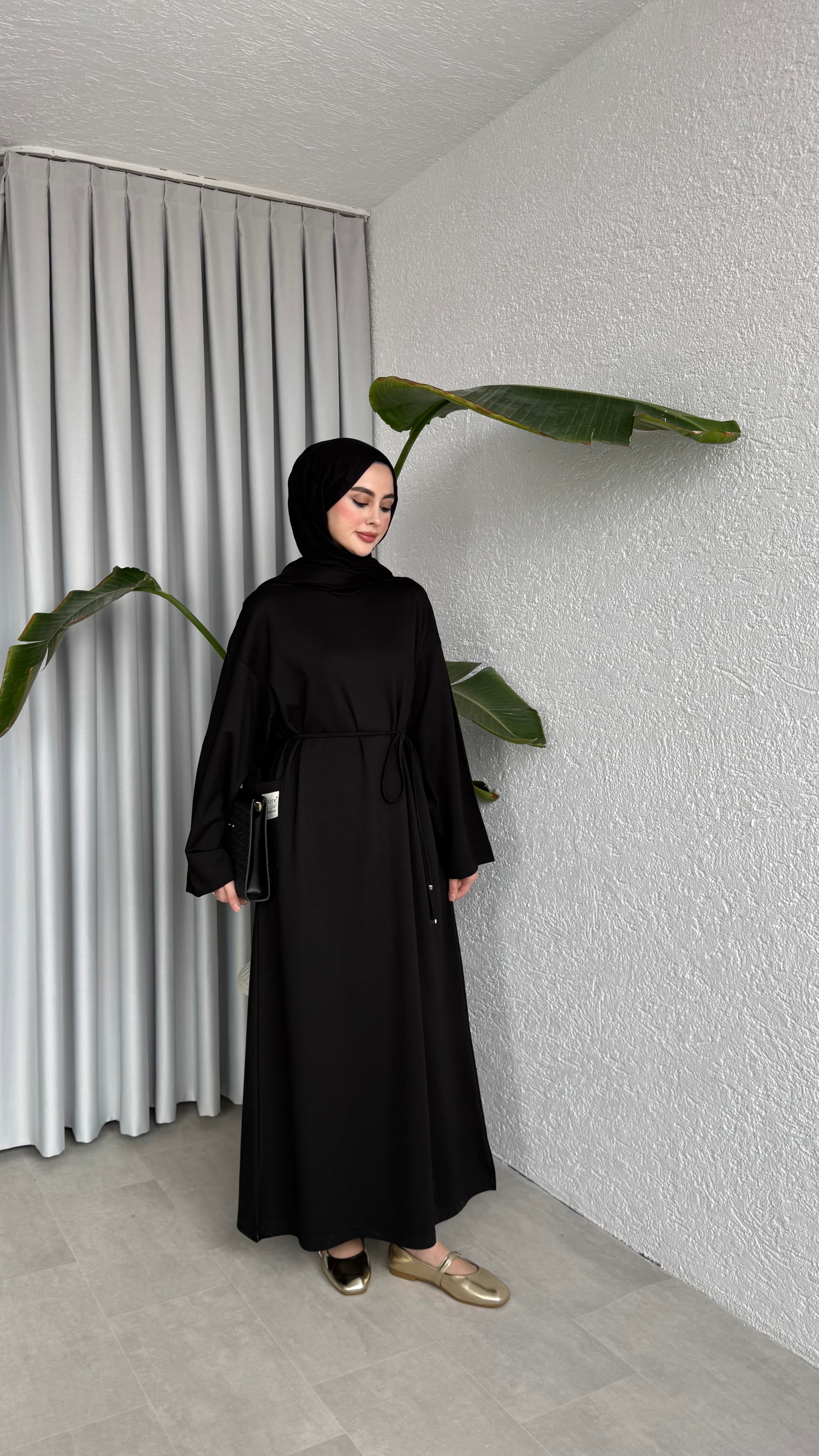 İKİ İPLİK OVERSİZE ELBİSE - SİYAH
