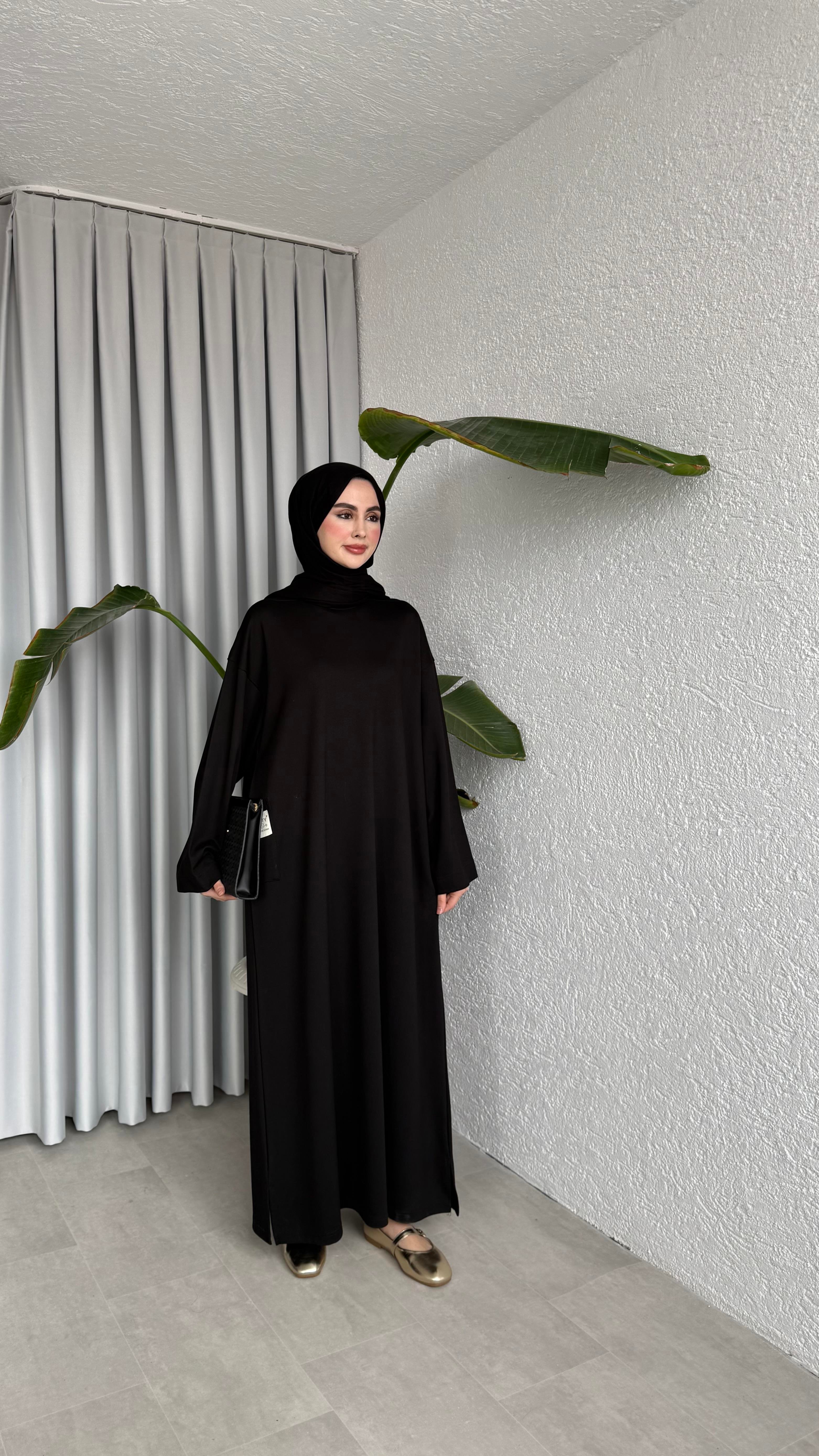 İKİ İPLİK OVERSİZE ELBİSE - SİYAH