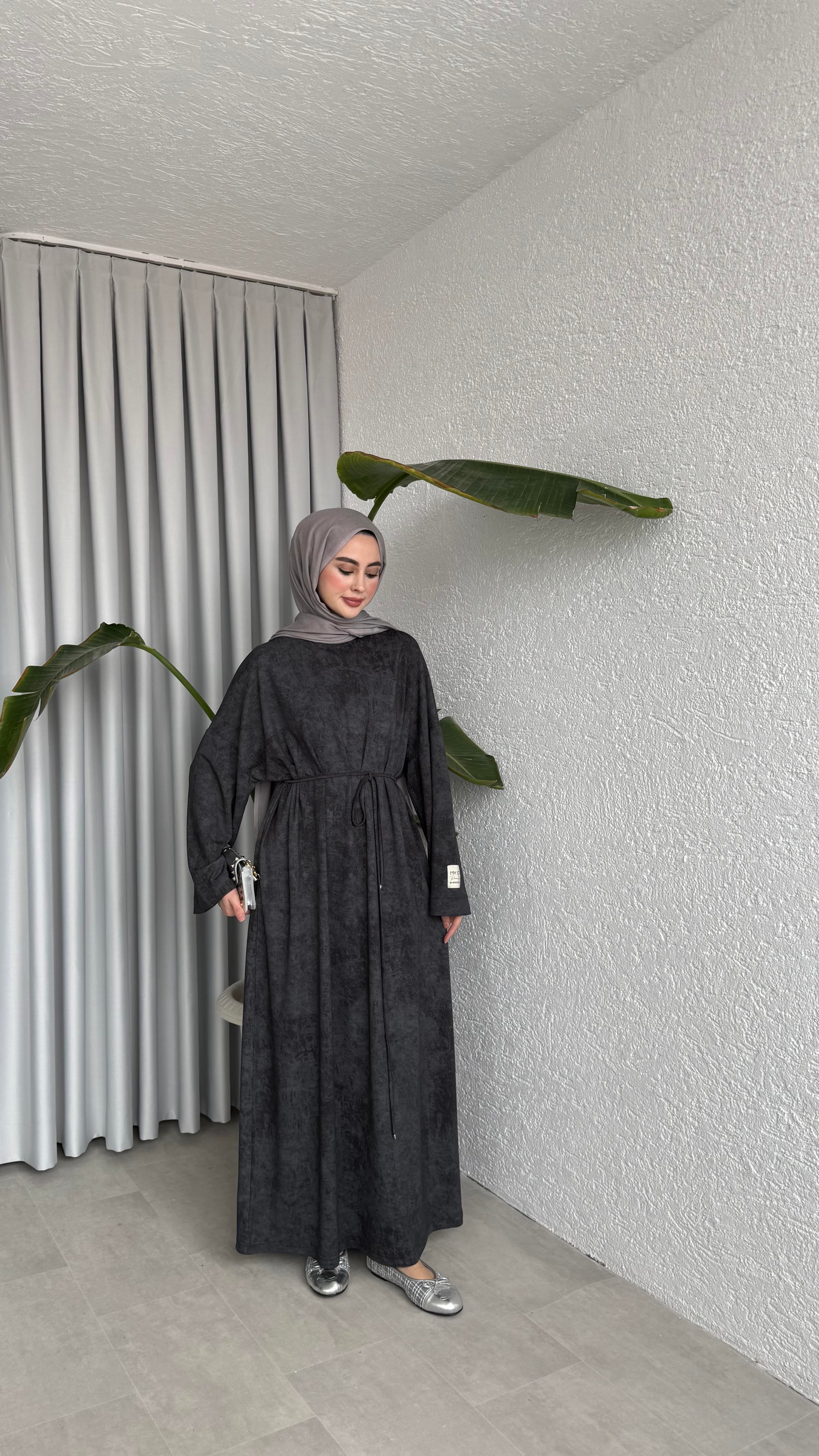 İKİ İPLİK OVERSİZE ELBİSE - SOLUK DESEN
