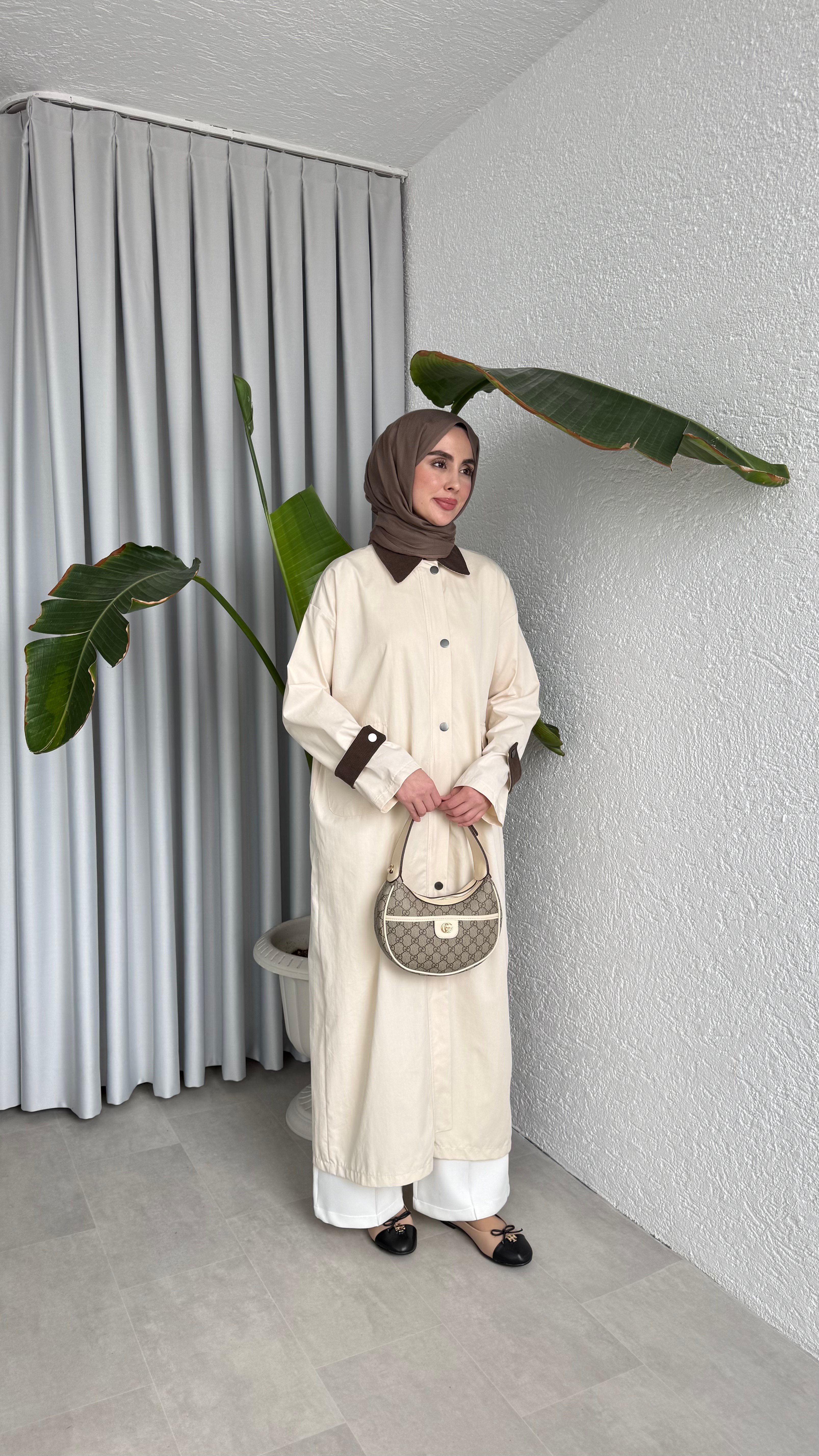 KADİFE YAKALI TRENÇKOT - TAŞ