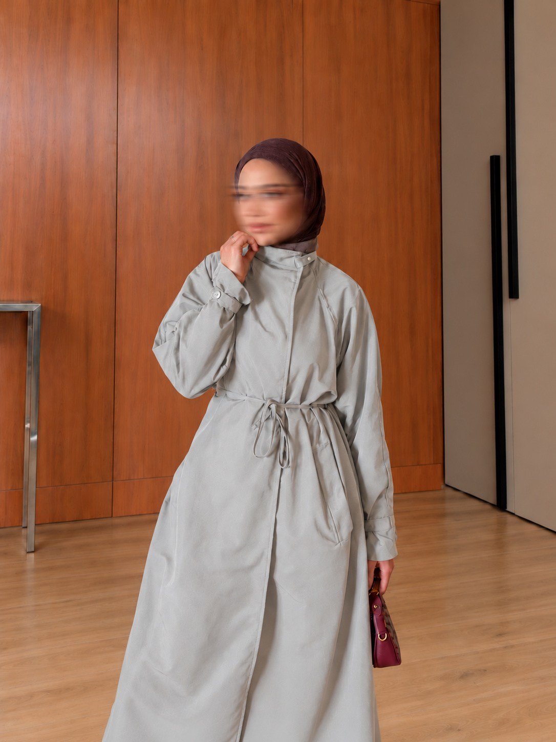 KEMERLİ DİK YAKA TRENÇKOT - TAŞ