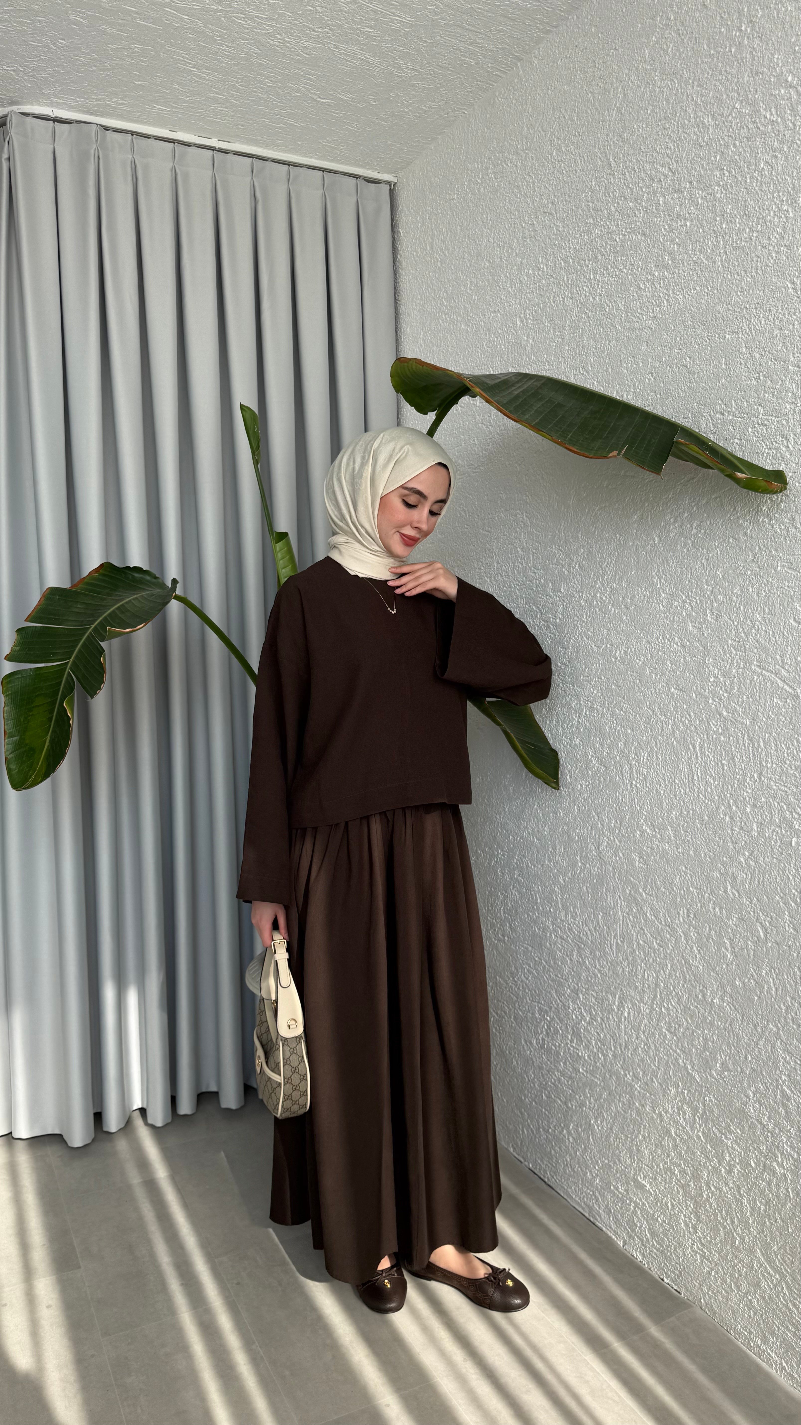 KETEN SUMMER TAKIM - KAHVERENGİ