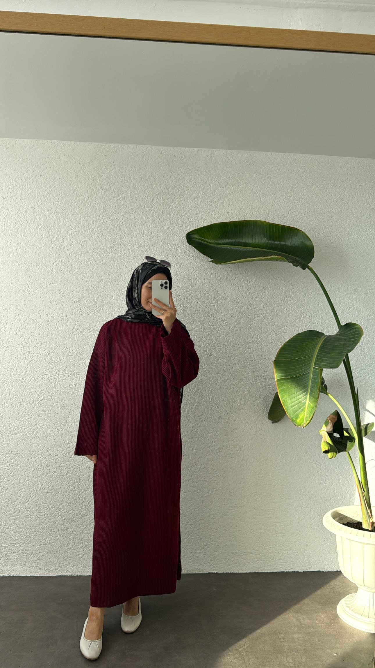 KIŞLIK TRİKO ELBİSE - BORDO